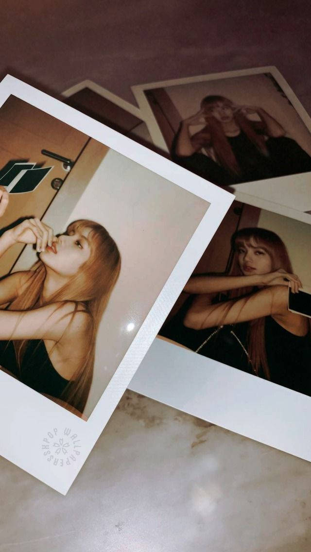 Polaroid photo, long hair, marble surface, SD Phone Wallpaper