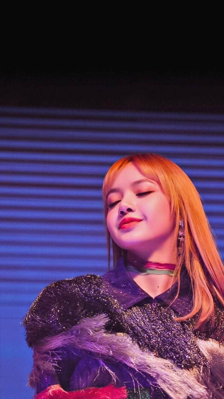 Blackpink Lisa, orange hair, glittering outfit, HD Phone Wallpaper