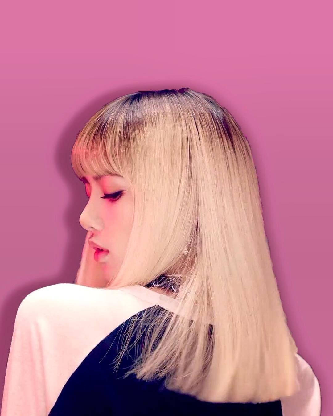 Blackpink Lisa, platinum blonde hair, bangs, HD Phone Wallpaper
