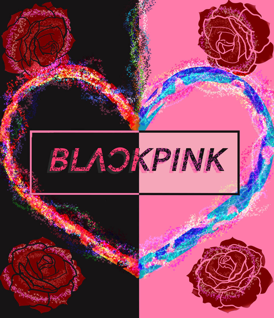 Blackpink Logo, glittering trails, black and pink background, SD Phone Wallpaper