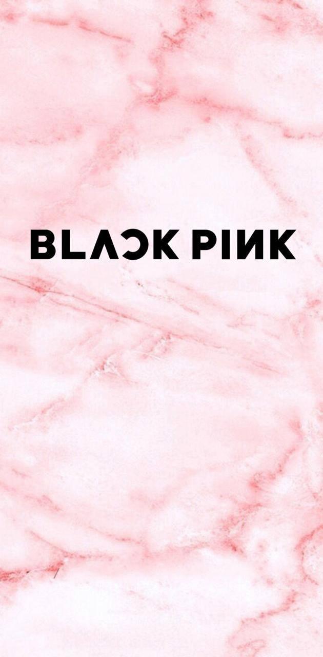 Blackpink Logo, pink marble background, bold black text, HD Phone Wallpaper