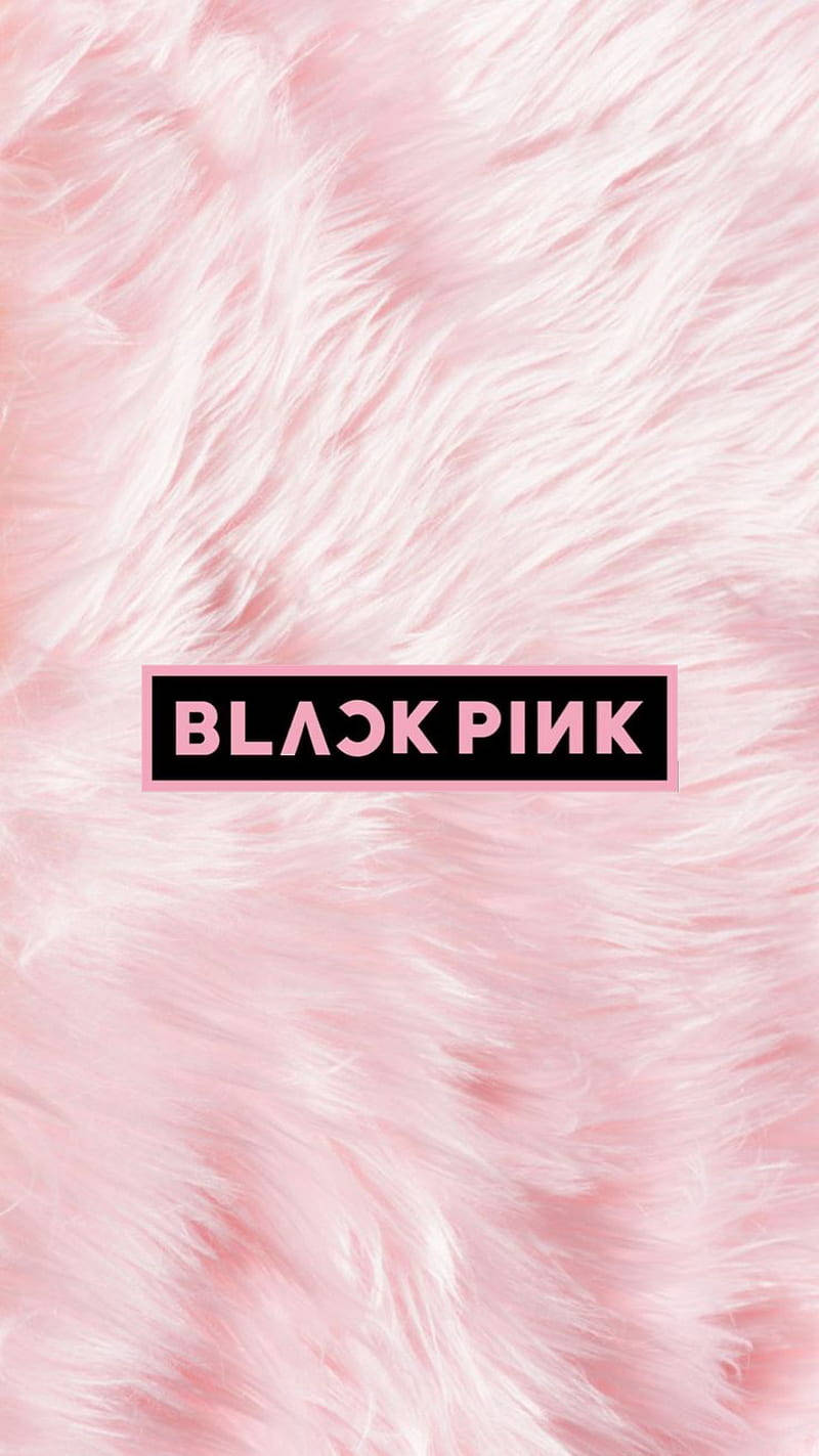 Blackpink Logo, pink fur, black rectangle, HD Phone Wallpaper