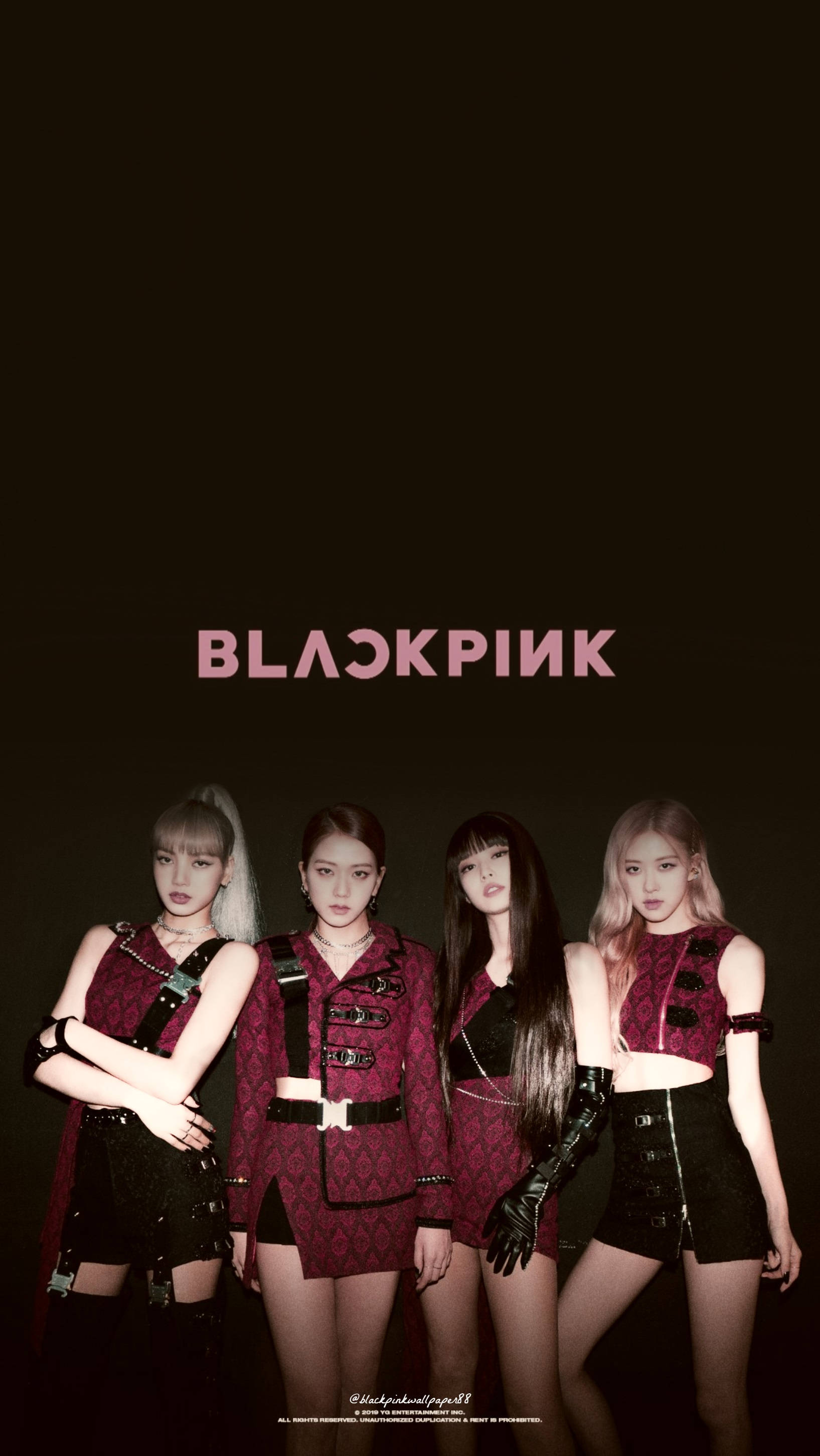 Blackpink Logo, Kill This Love Song, maroon outfits, 2K Phone Wallpaper
