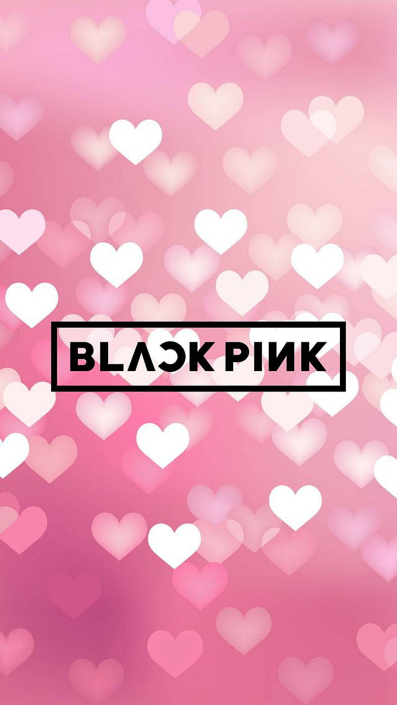 Blackpink Logo, pink bokeh hearts, pink background, HD Phone Wallpaper