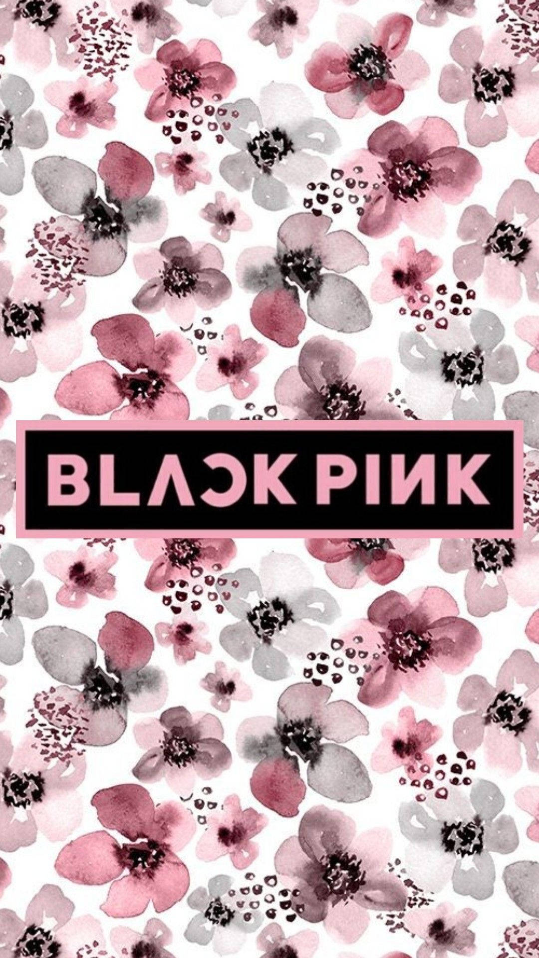 Blackpink Logo, black and pink flowers, watercolor floral wallpaper, Full HD Phone Wallpaper