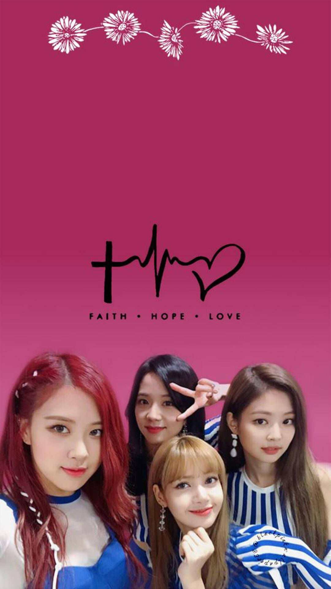 Blackpink, faith hope love, vibrant pink background, Full HD Phone Wallpaper