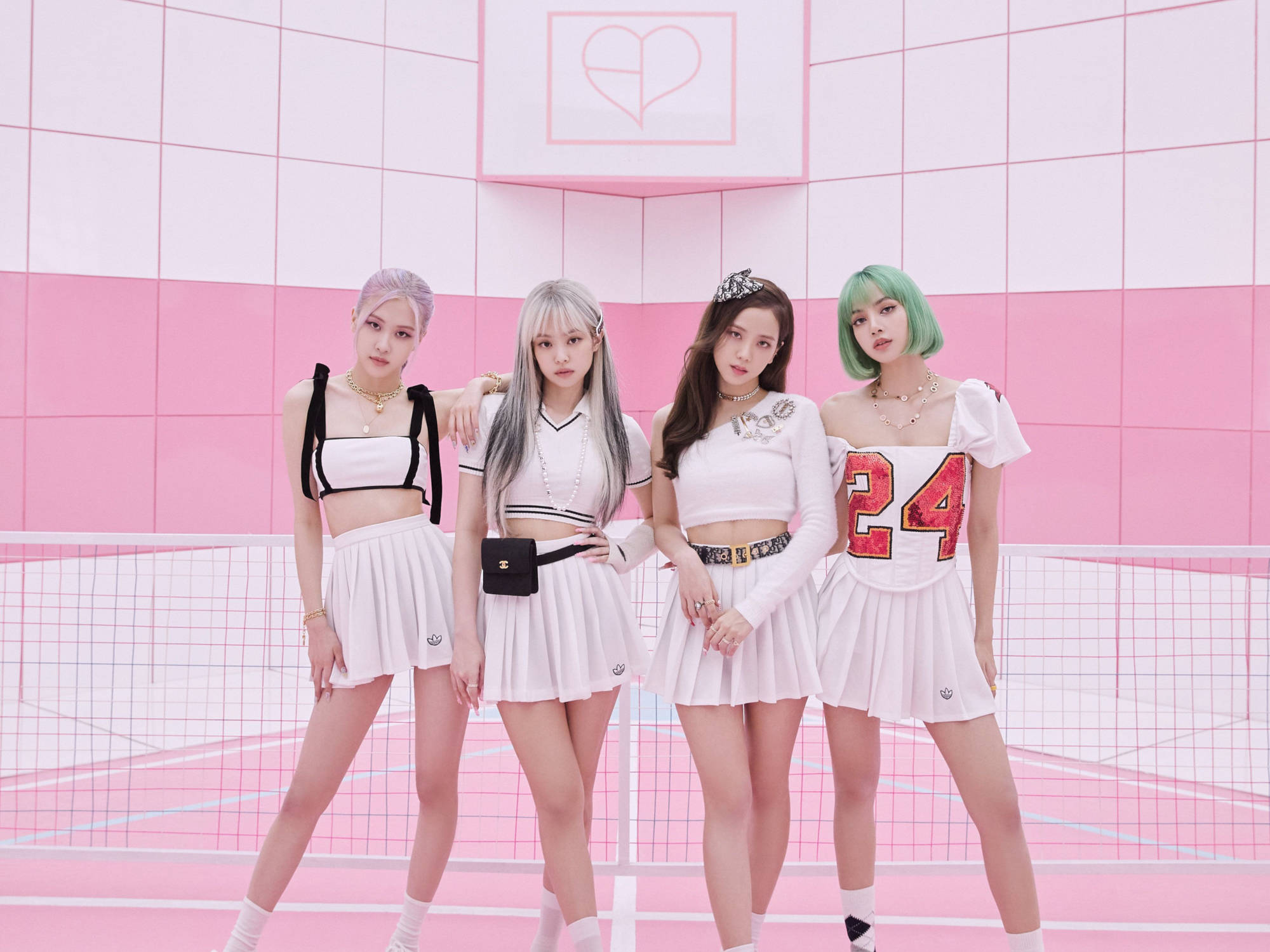 Blackpink, tennis outfits, white outfits, Full HD Desktop Wallpaper