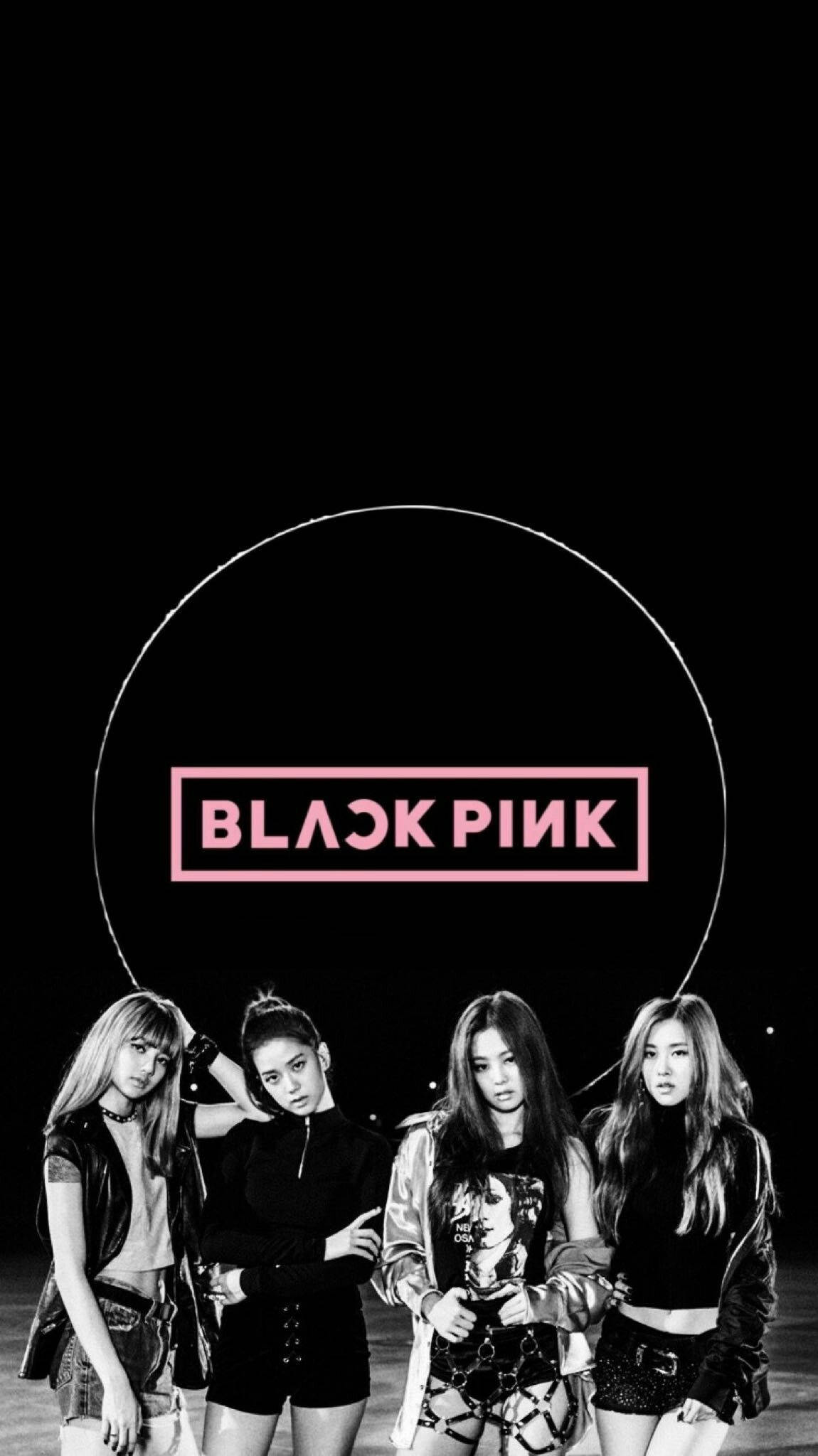 Blackpink, glowing pink BLACKPINK logo, stark black background, Full HD Phone Wallpaper