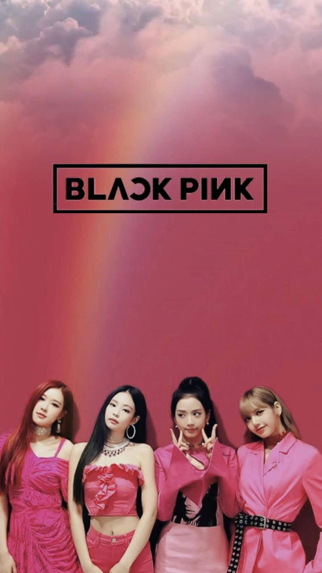 Blackpink, rainbow, pink sky, Full HD Phone Wallpaper