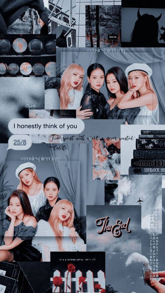 BLACKPINK, monochrome, moody collage, SD Phone Wallpaper