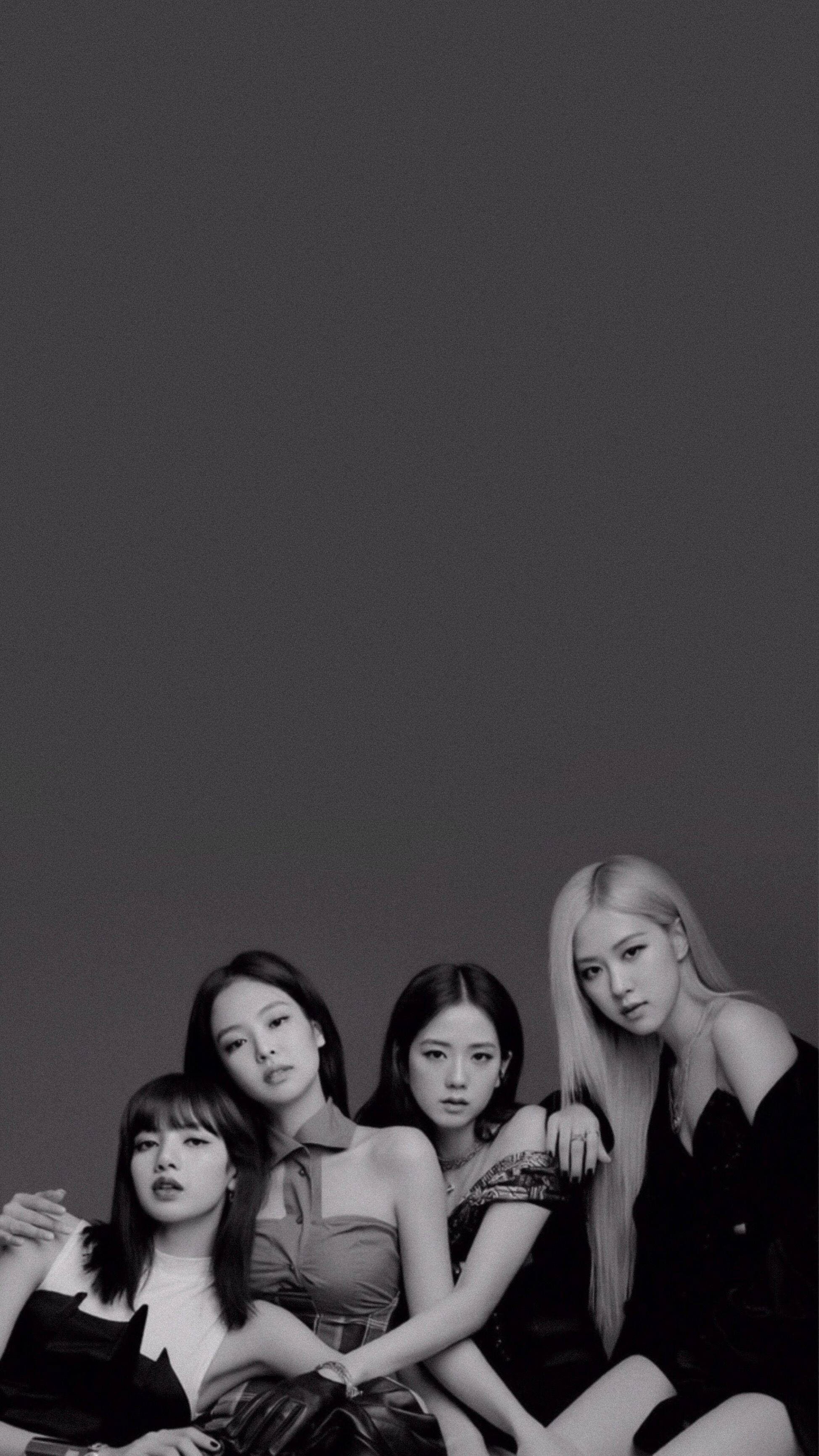 Blackpink, black and white, minimalist, 2K Phone Wallpaper