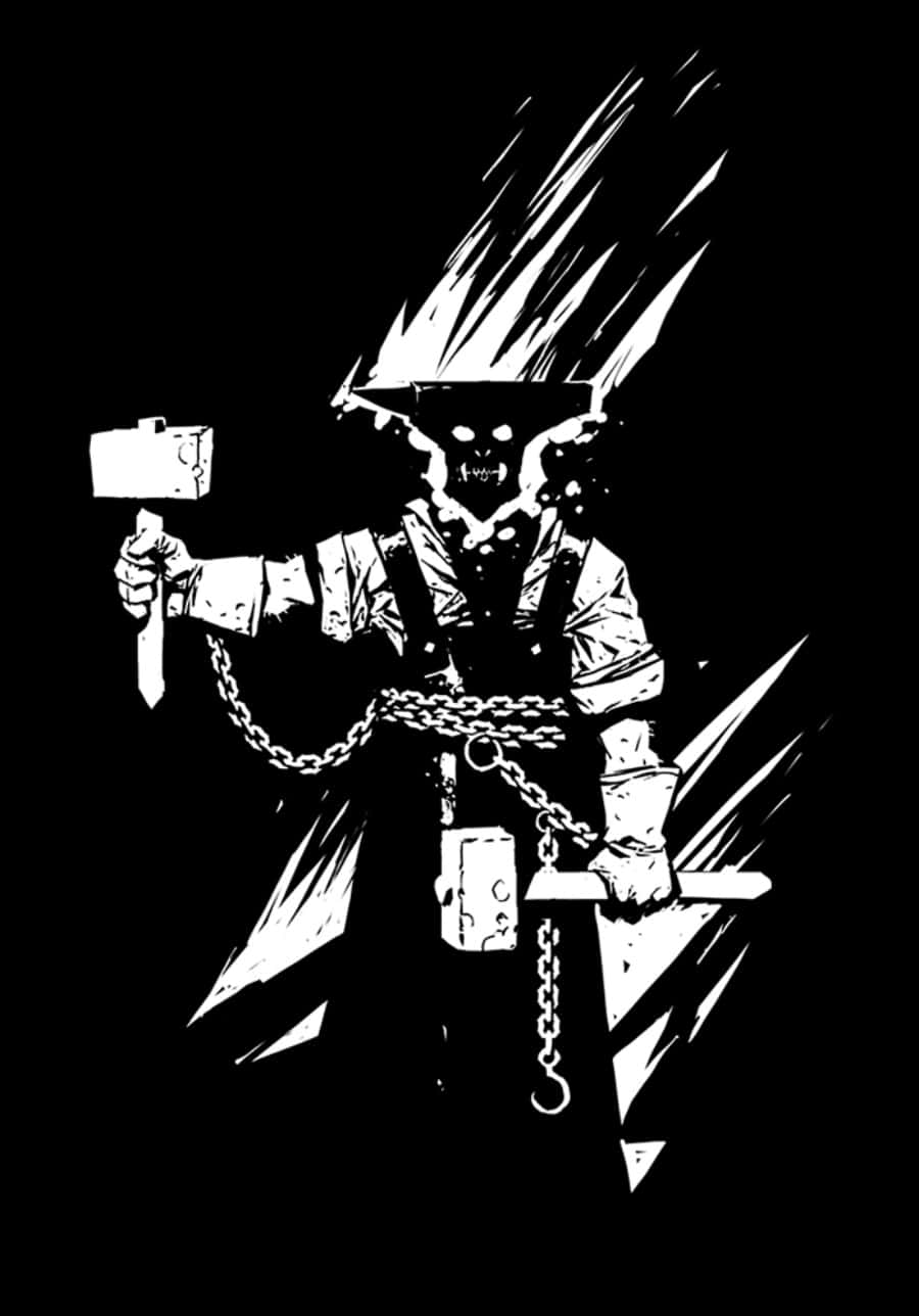 Blacksmith, glowing horseshoe, skeletal figure, HD Phone Wallpaper