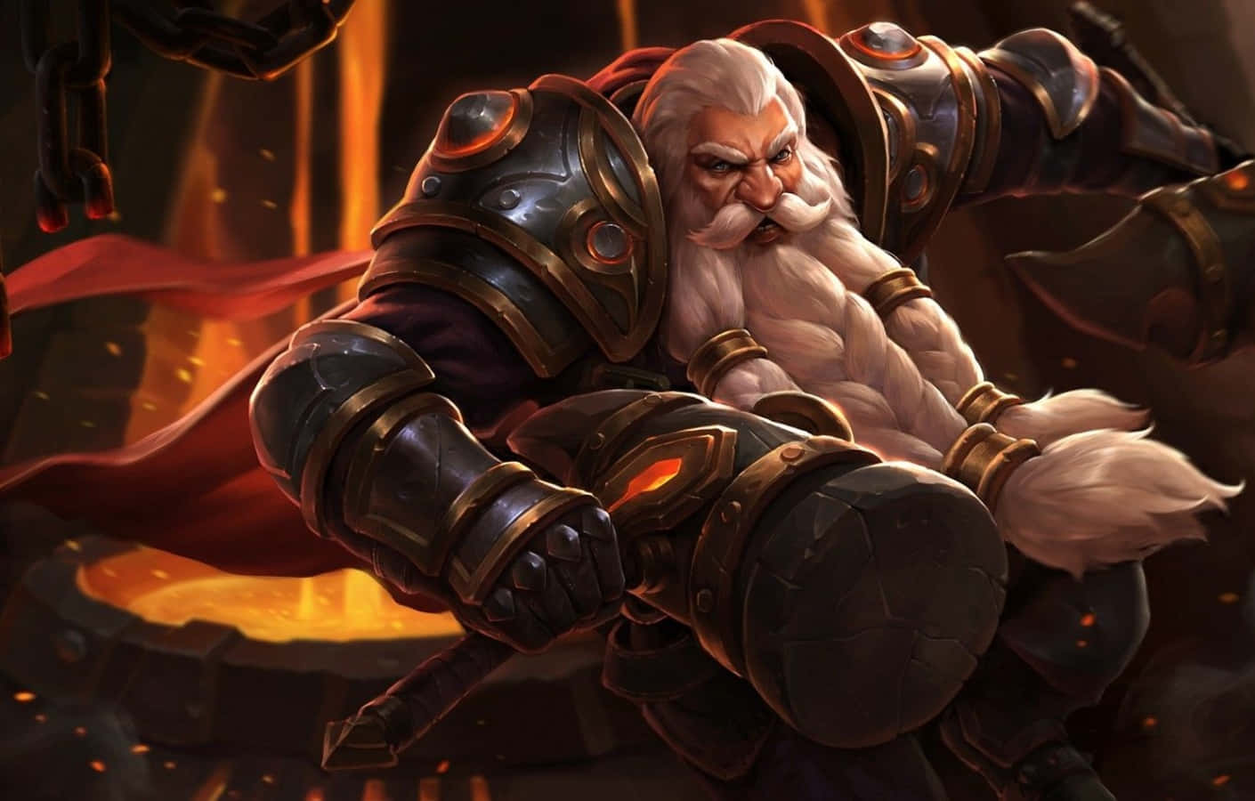 Blacksmith, glowing hammer, fiery molten lava, HD Desktop Wallpaper