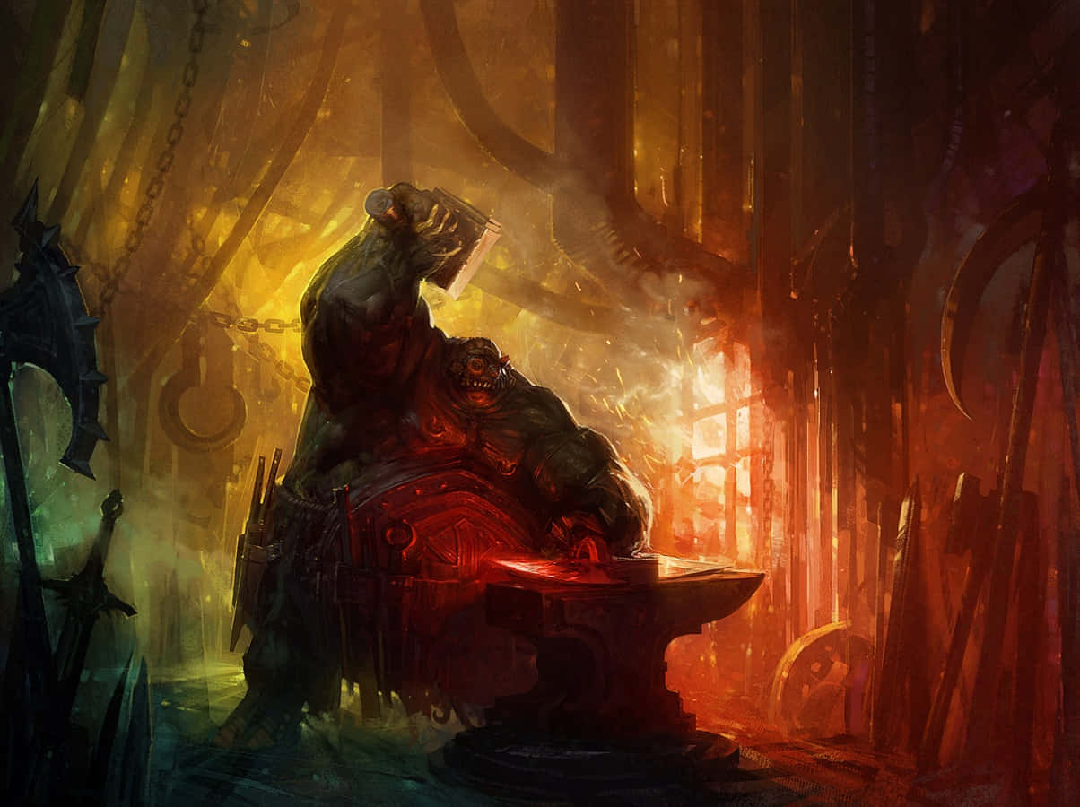 Blacksmith, glowing red metal, anvil, SD Desktop Wallpaper
