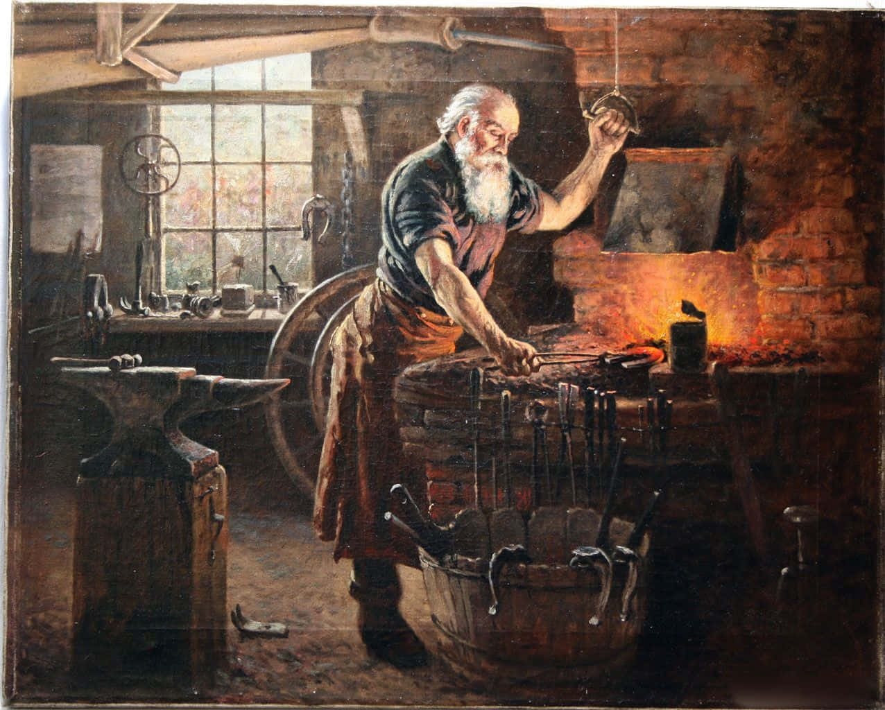Blacksmith, glowing metal, rustic forge, SD Desktop Wallpaper