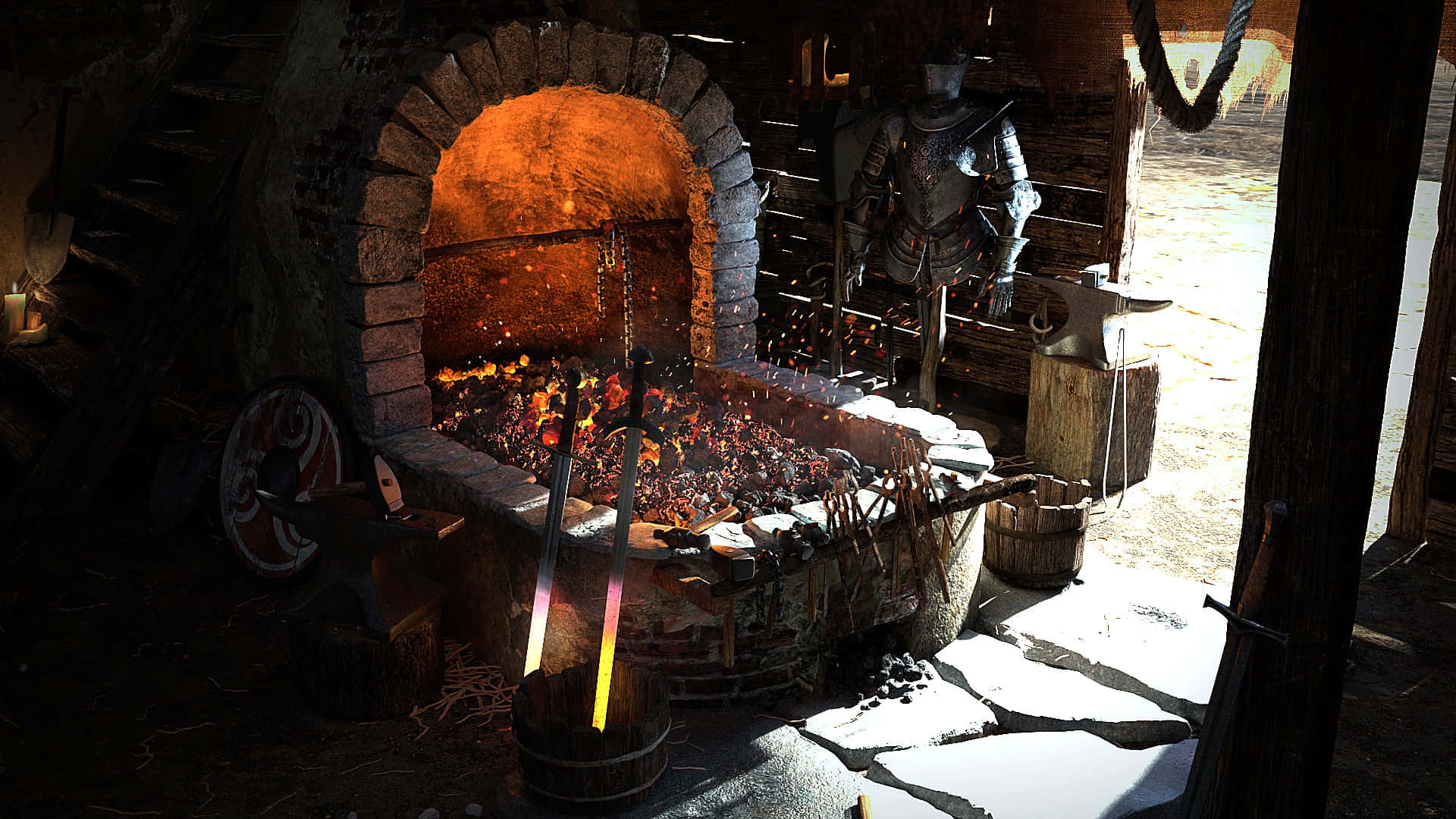 Blacksmith, forge, rustic blacksmith's workshop, Full HD Desktop Wallpaper