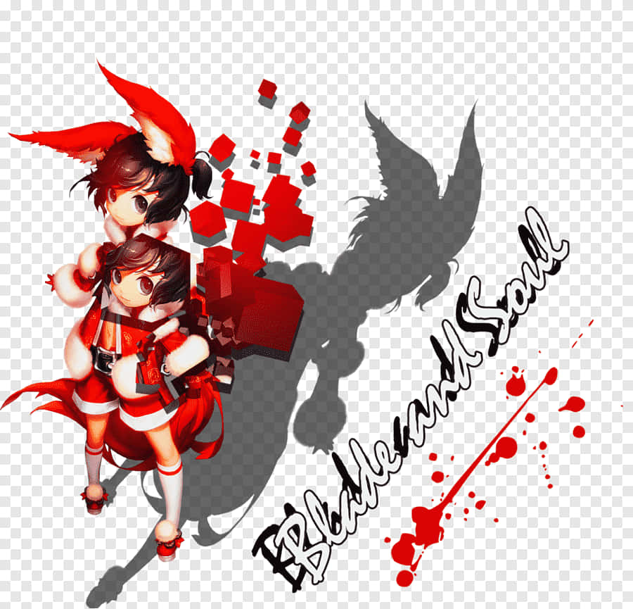Blade And Soul Anime, chibi anime girls, red outfits, SD Desktop Wallpaper