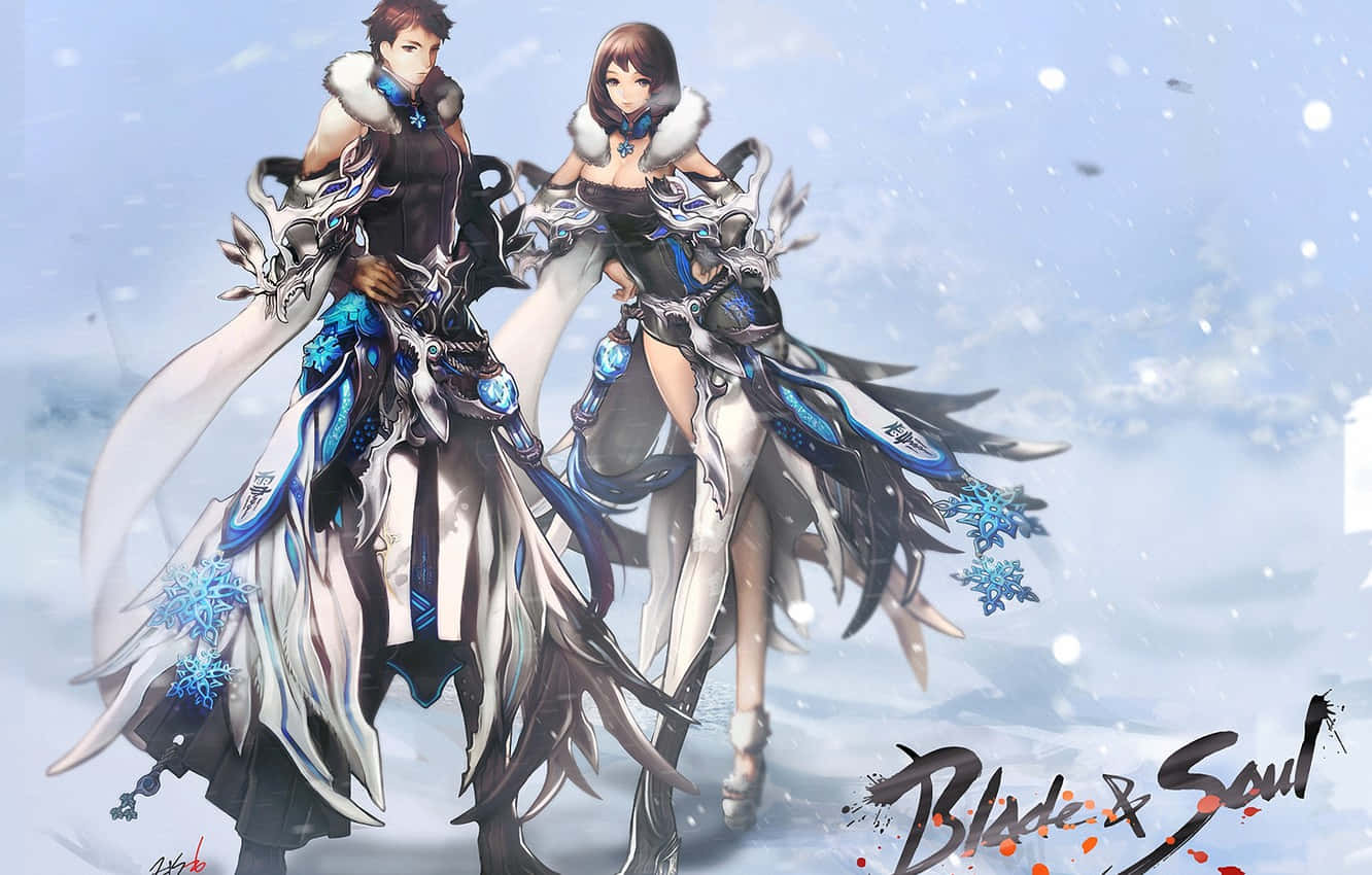 Blade And Soul Anime, winter armor, blue and white, HD Desktop Wallpaper
