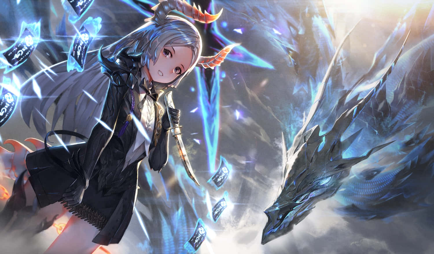 Blade And Soul Anime, cute horned girl, silver-haired anime girl, HD Desktop Wallpaper