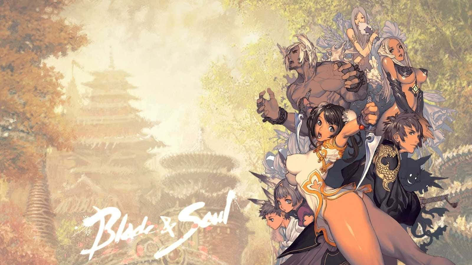 Blade And Soul Anime, anime group of warriors and mages, misty pagoda, HD Desktop Wallpaper