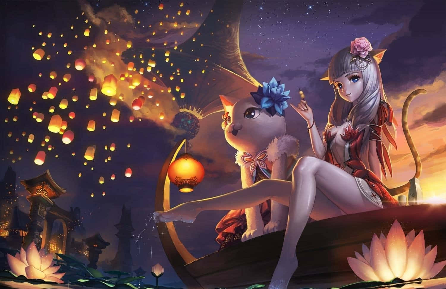 Blade And Soul Anime, neko girl, boat, HD Desktop Wallpaper