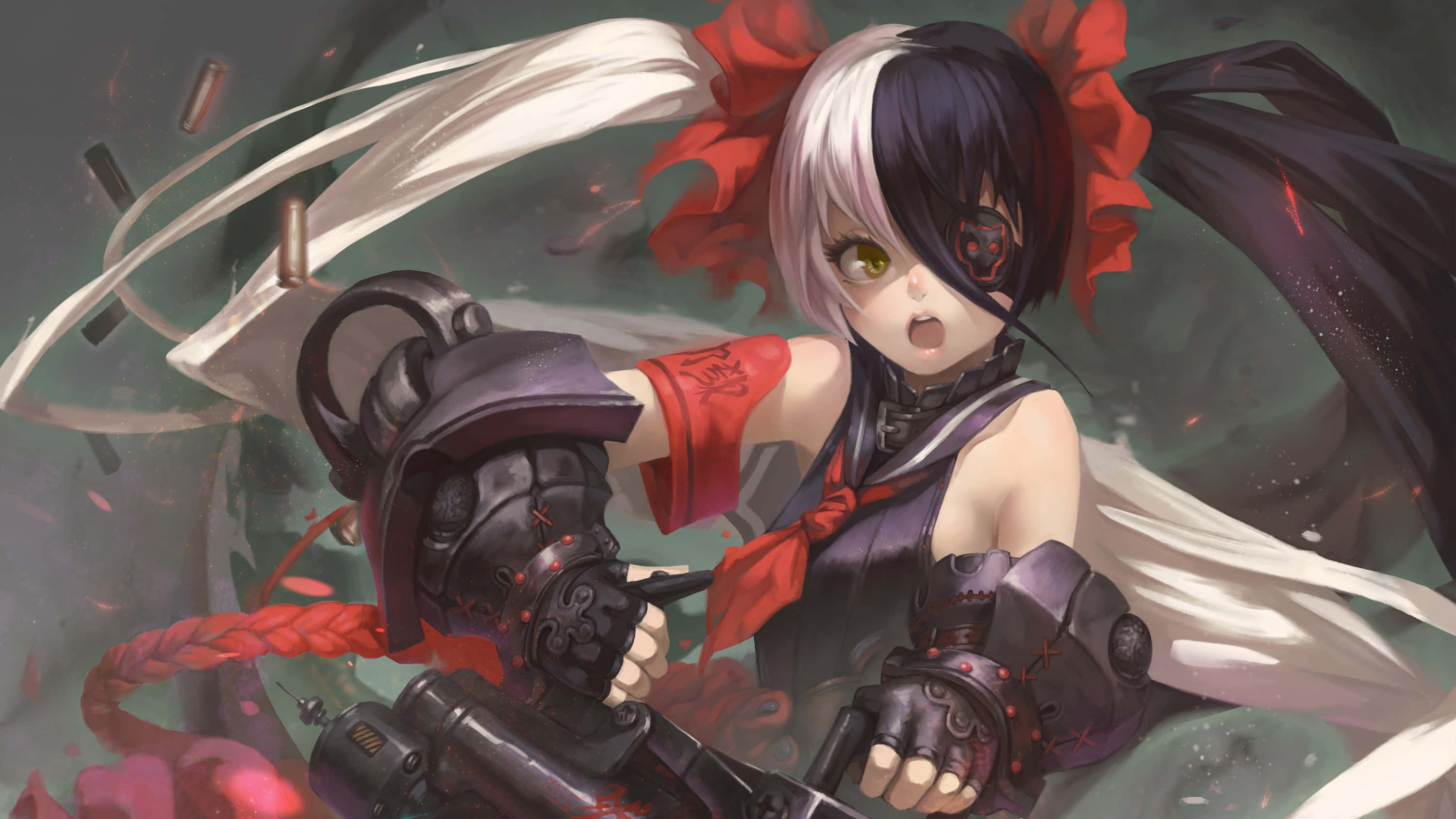 Blade and Soul, anime girl, half-black half-white hair, 2K Desktop Wallpaper