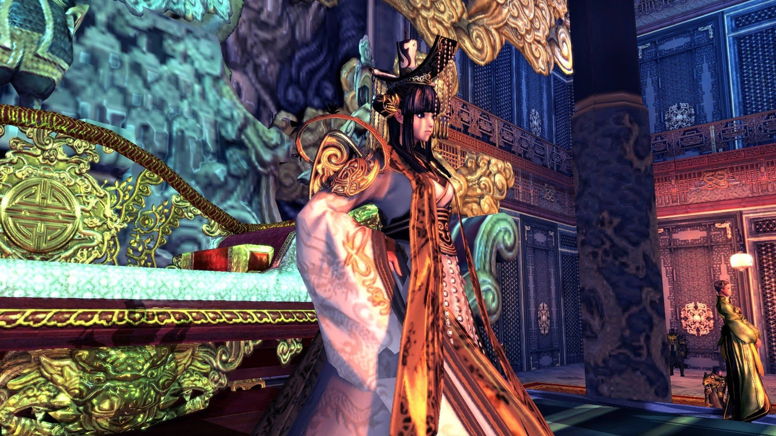 Blade And Soul, anime character, golden and white robes, Full HD Desktop Wallpaper
