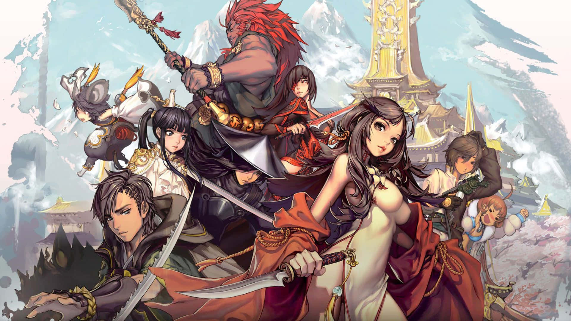 Blade and Soul, anime group of warriors, swords, Full HD Desktop Wallpaper