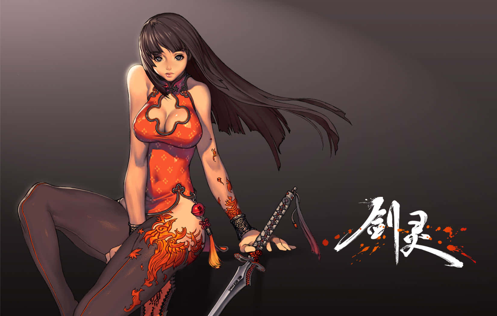 Blade And Soul Anime, anime warrior woman, fiery orange attire, HD Desktop Wallpaper