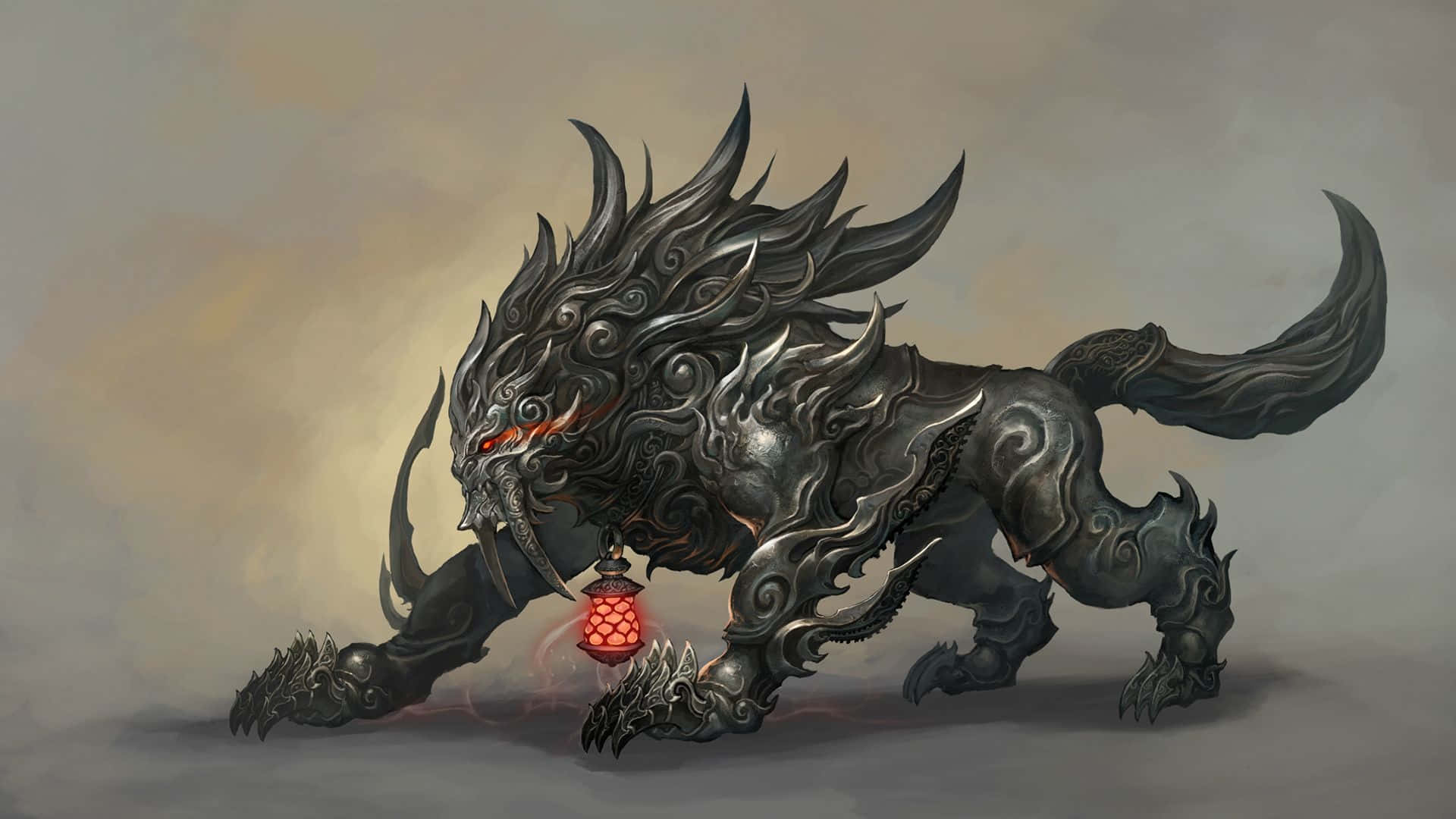 Blade and Soul, mythical beast, glowing red eyes, Full HD Desktop Wallpaper