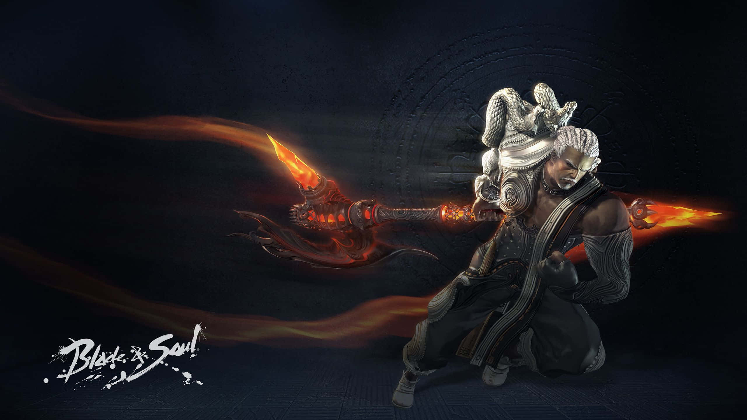 Blade And Soul, white hair, dragon headdress, 2K Desktop Wallpaper
