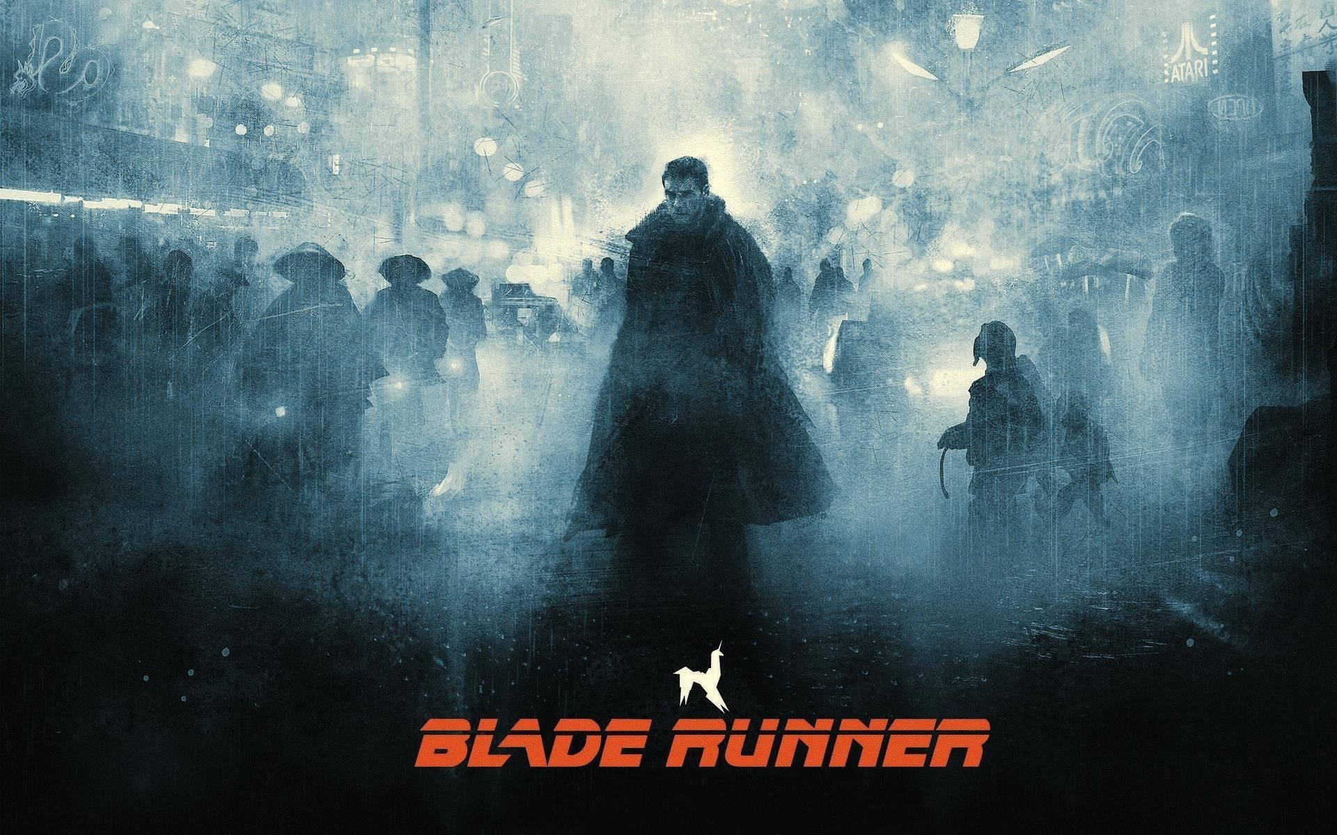 Blade Runner 2049, neon-lit cyberpunk cityscape, rain-soaked, Full HD Desktop Wallpaper