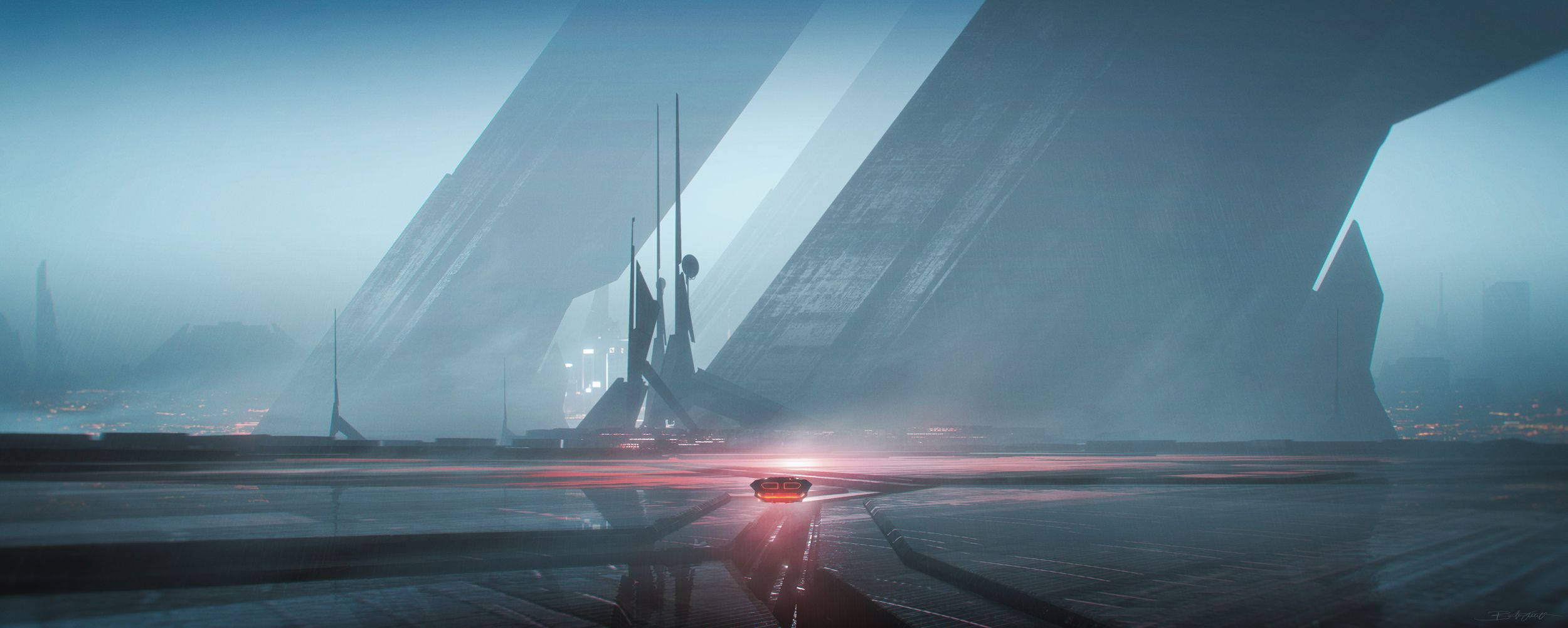 Blade Runner 2049, futuristic city, red car, Full HD Desktop Wallpaper