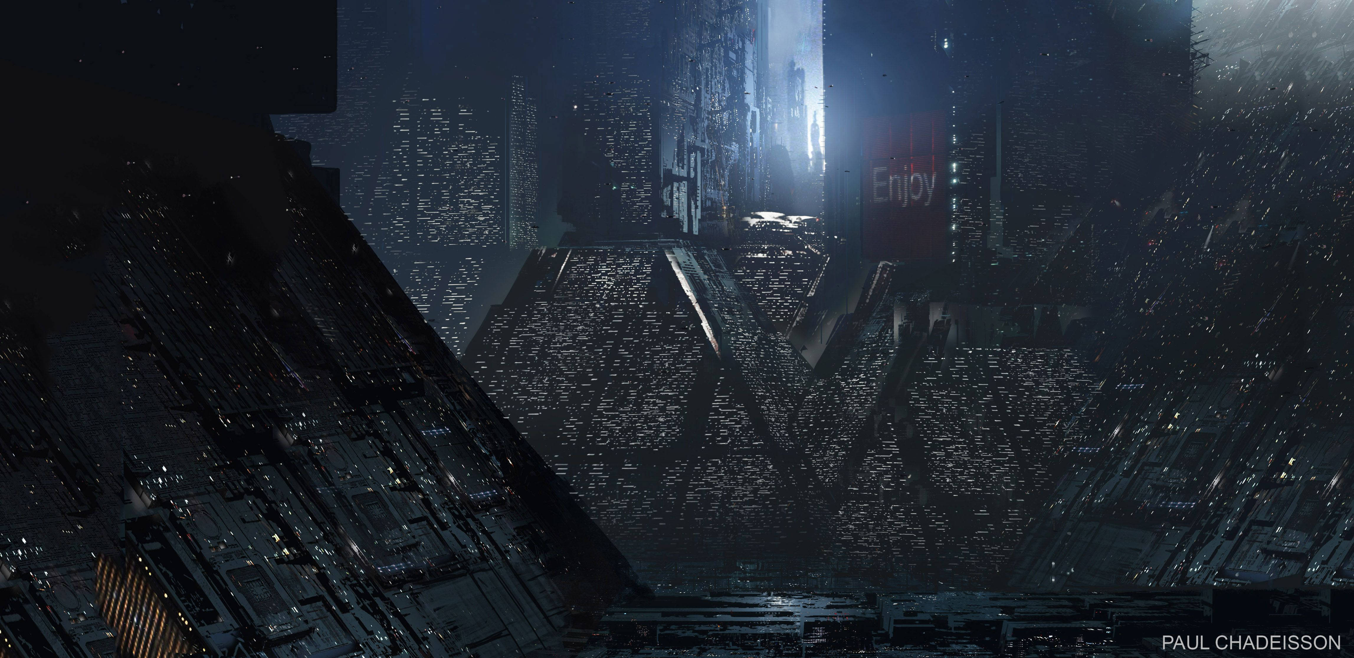 Blade Runner 2049, neon-lit streets, futuristic cityscape, 4K Desktop Wallpaper