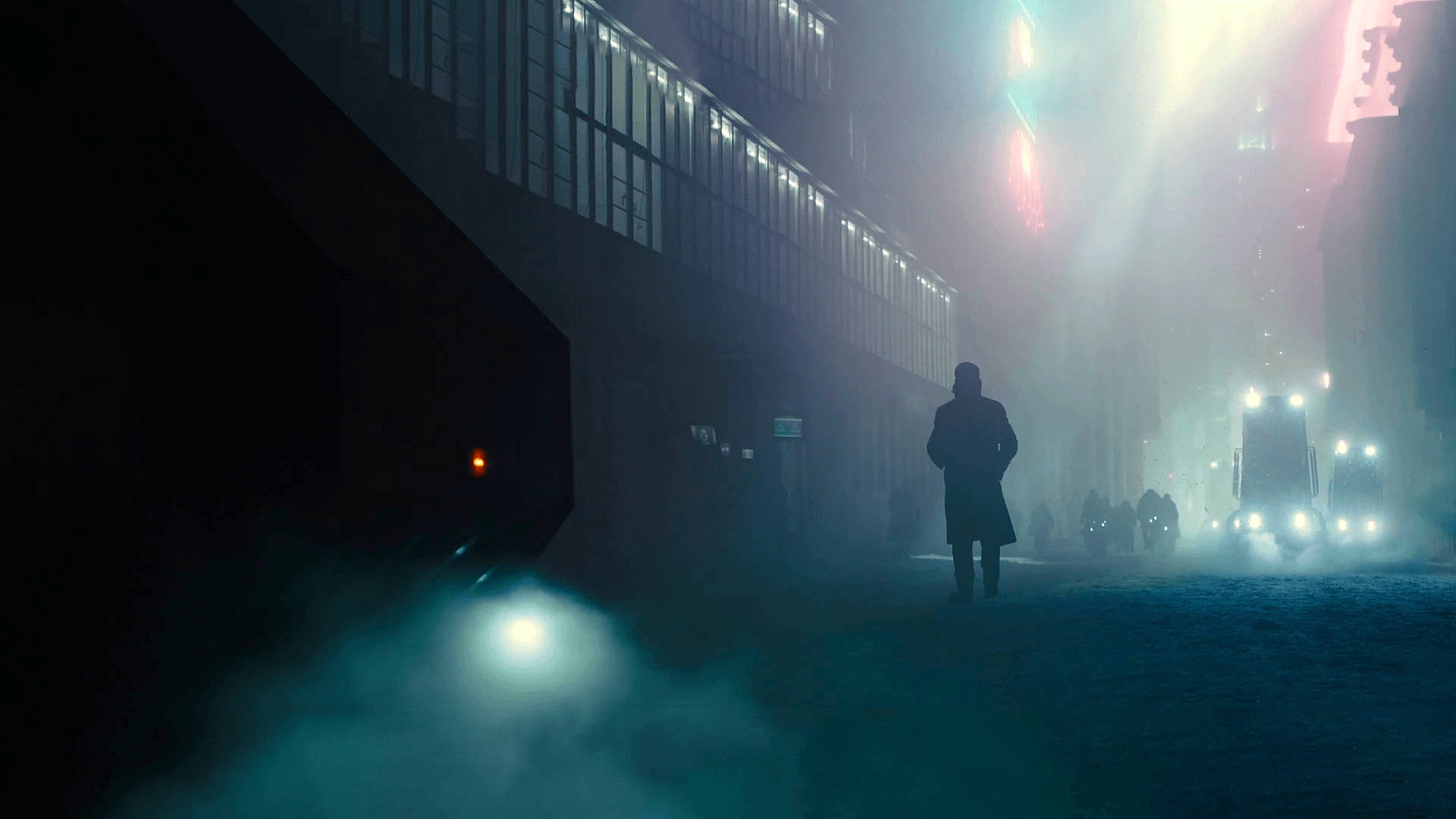 Blade Runner 2049, city street, silhouettes, Full HD Desktop Wallpaper