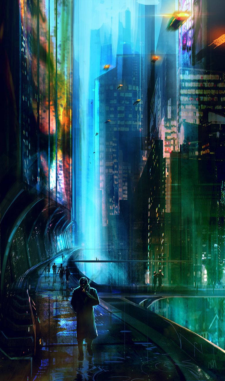 Blade Runner, futuristic cityscape, neon-drenched, HD Phone Wallpaper