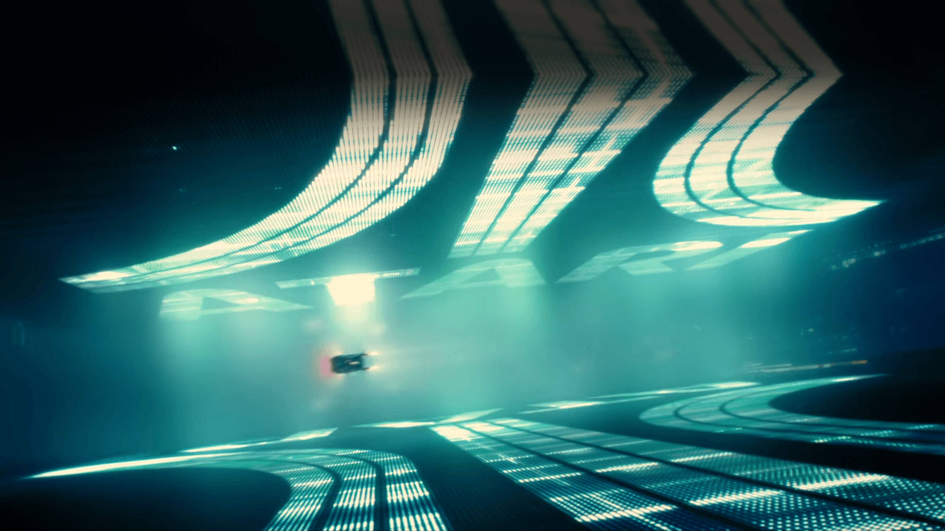 Blade Runner 2049, neon chevrons, futuristic tunnel, Full HD Desktop Wallpaper