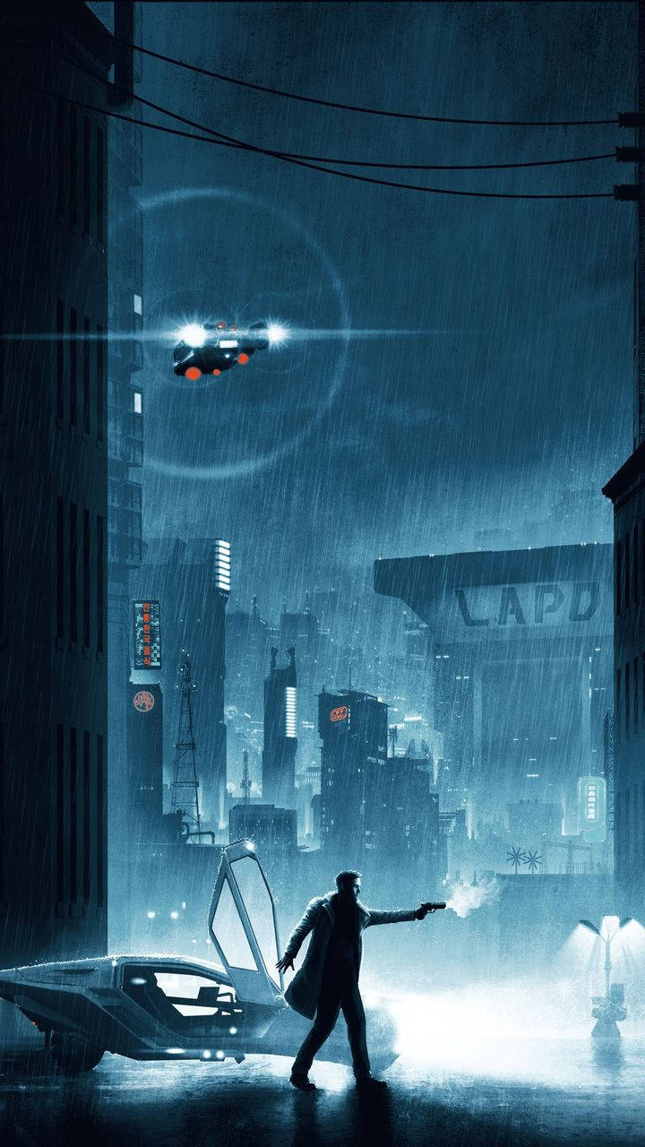 Blade Runner 2049, trench coat, hovering police drone, HD Phone Wallpaper