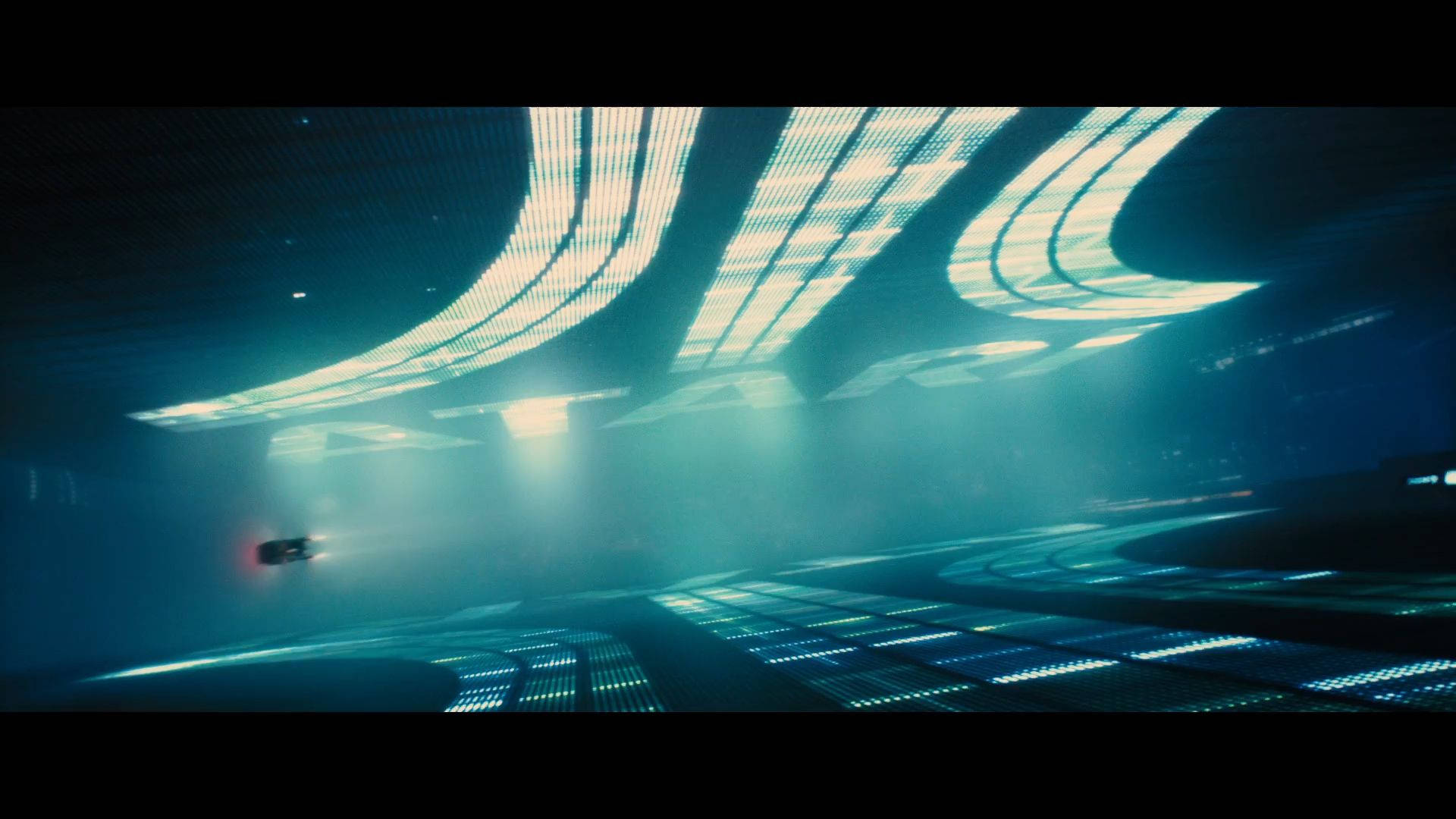 Blade Runner 2049, futuristic tunnel, glowing curved light panels, Full HD Desktop Wallpaper