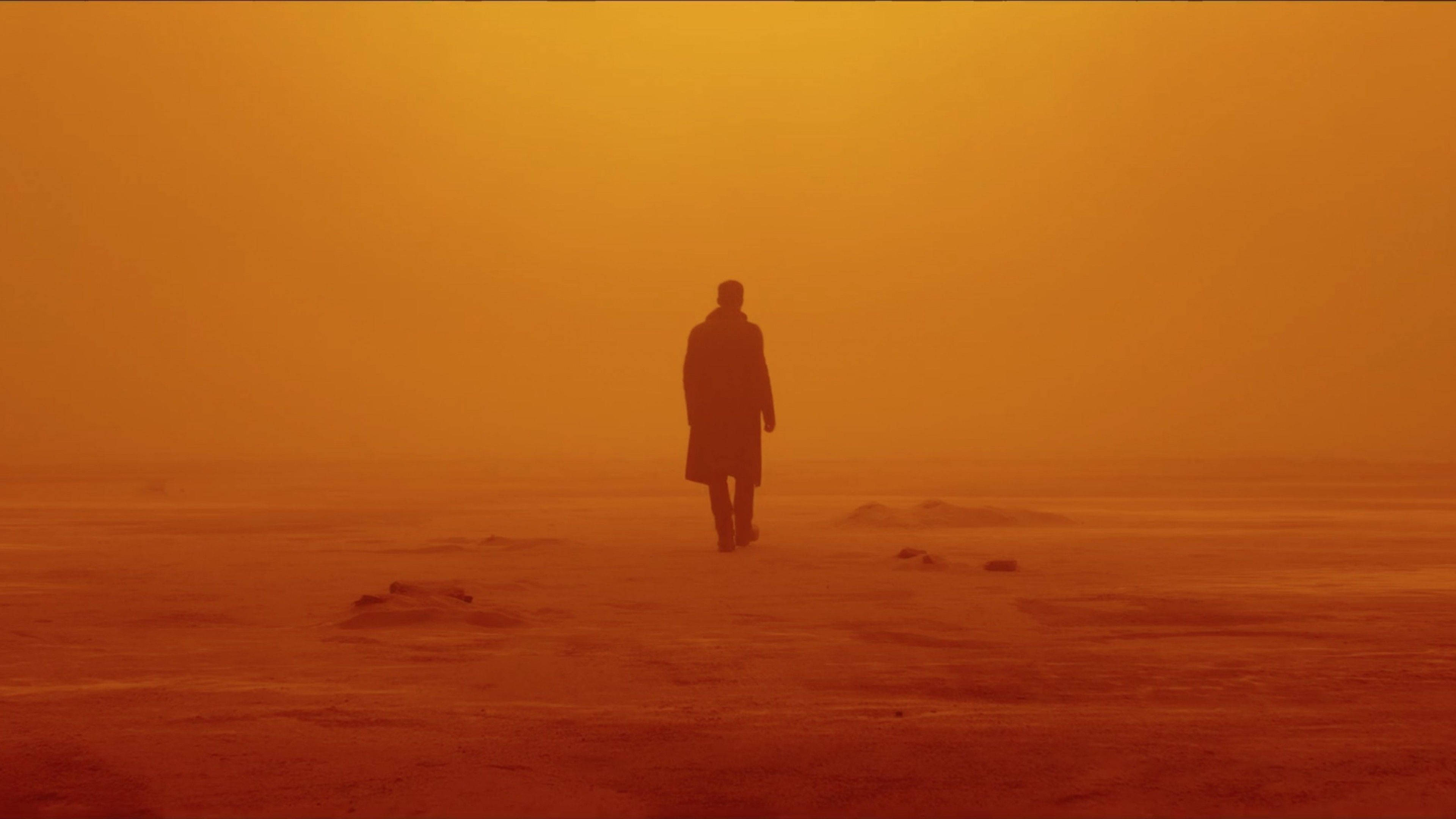 silhouette k, blade runner 2049, orange-hued desert, 4K Desktop Wallpaper