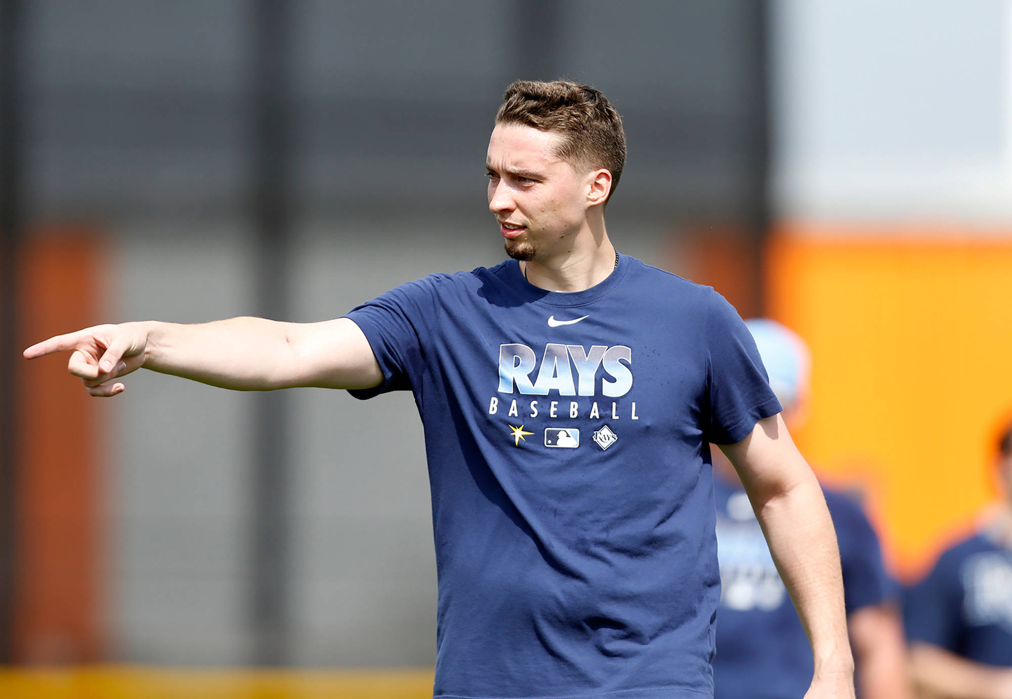 Blake Snell, blue Rays t-shirt, sunny outdoor practice session, Full HD Desktop Wallpaper