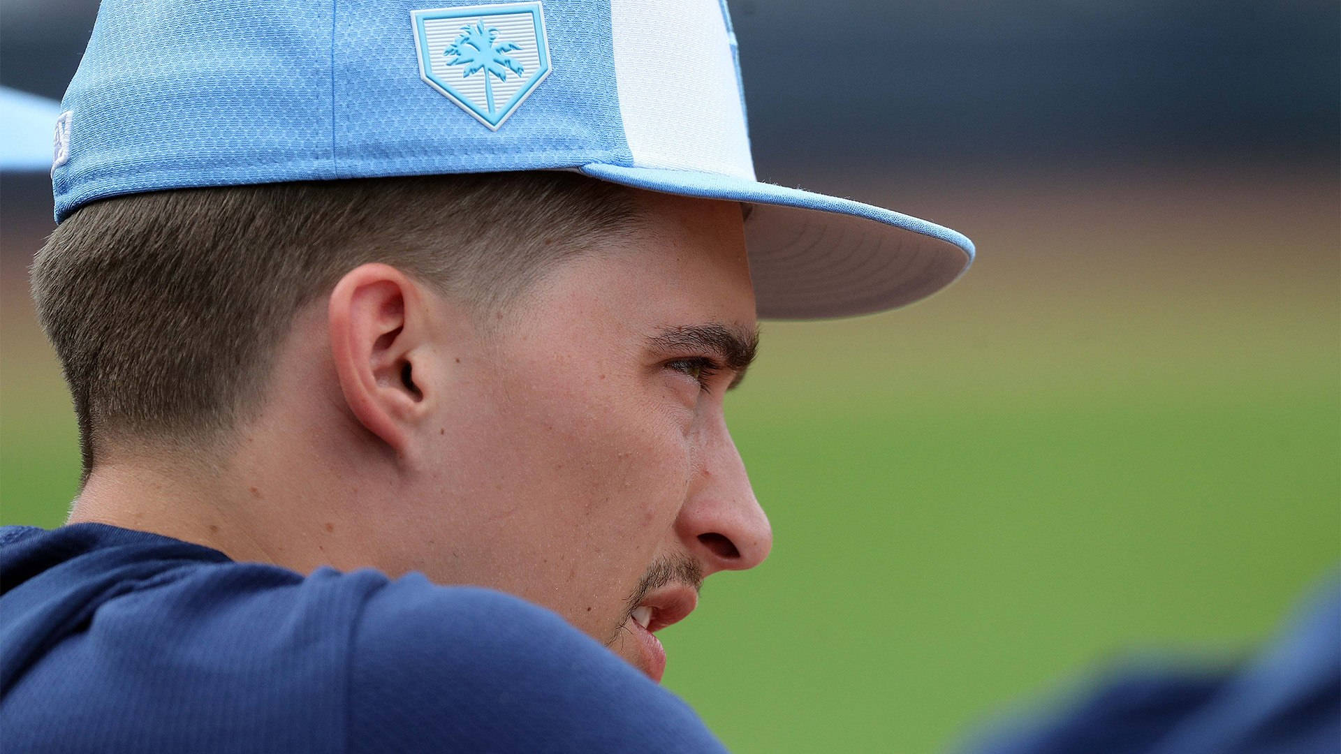 Blake Snell, blue cap, palm tree logo, Full HD Desktop Wallpaper