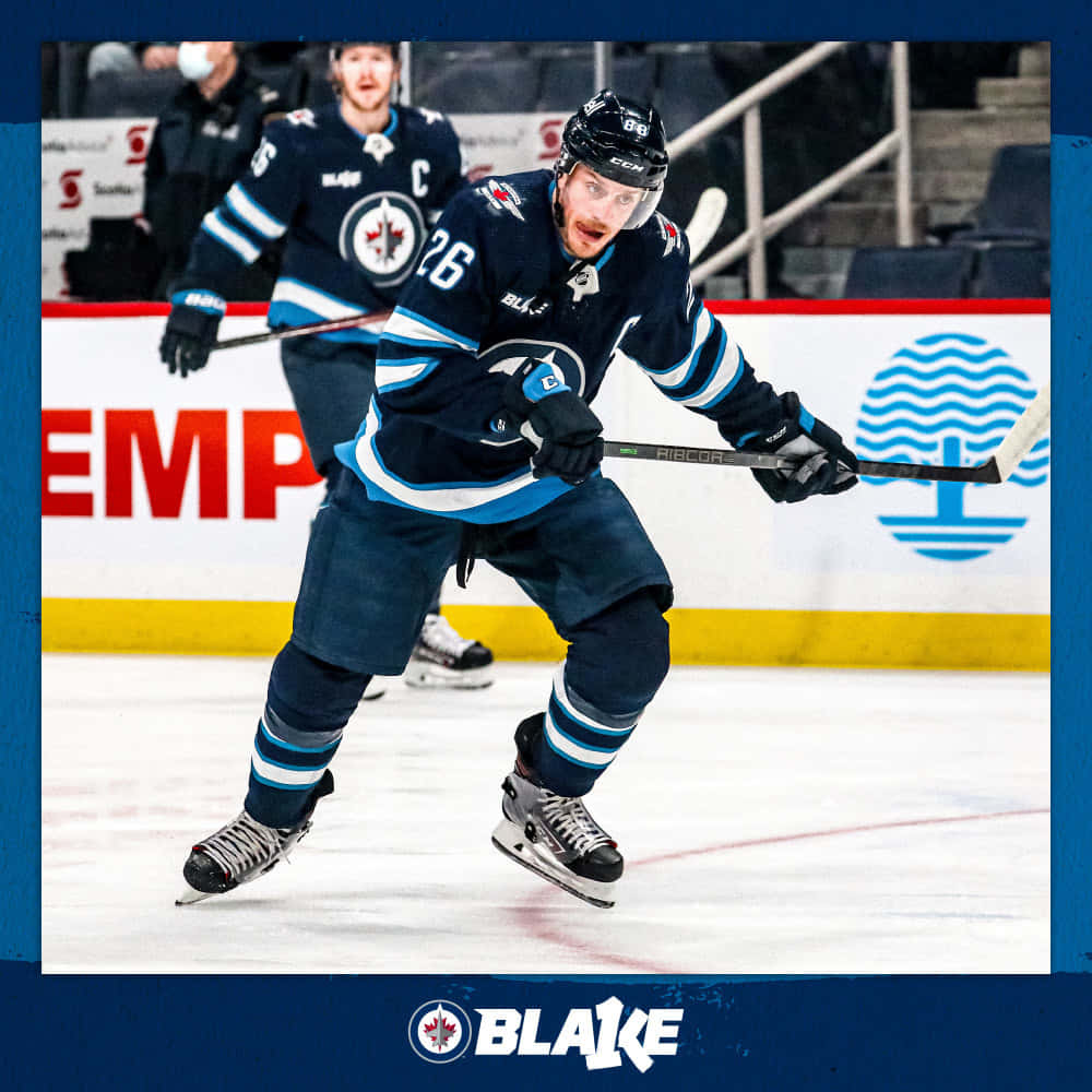 Blake Wheeler, dark blue and teal uniform, ice, SD Desktop Wallpaper