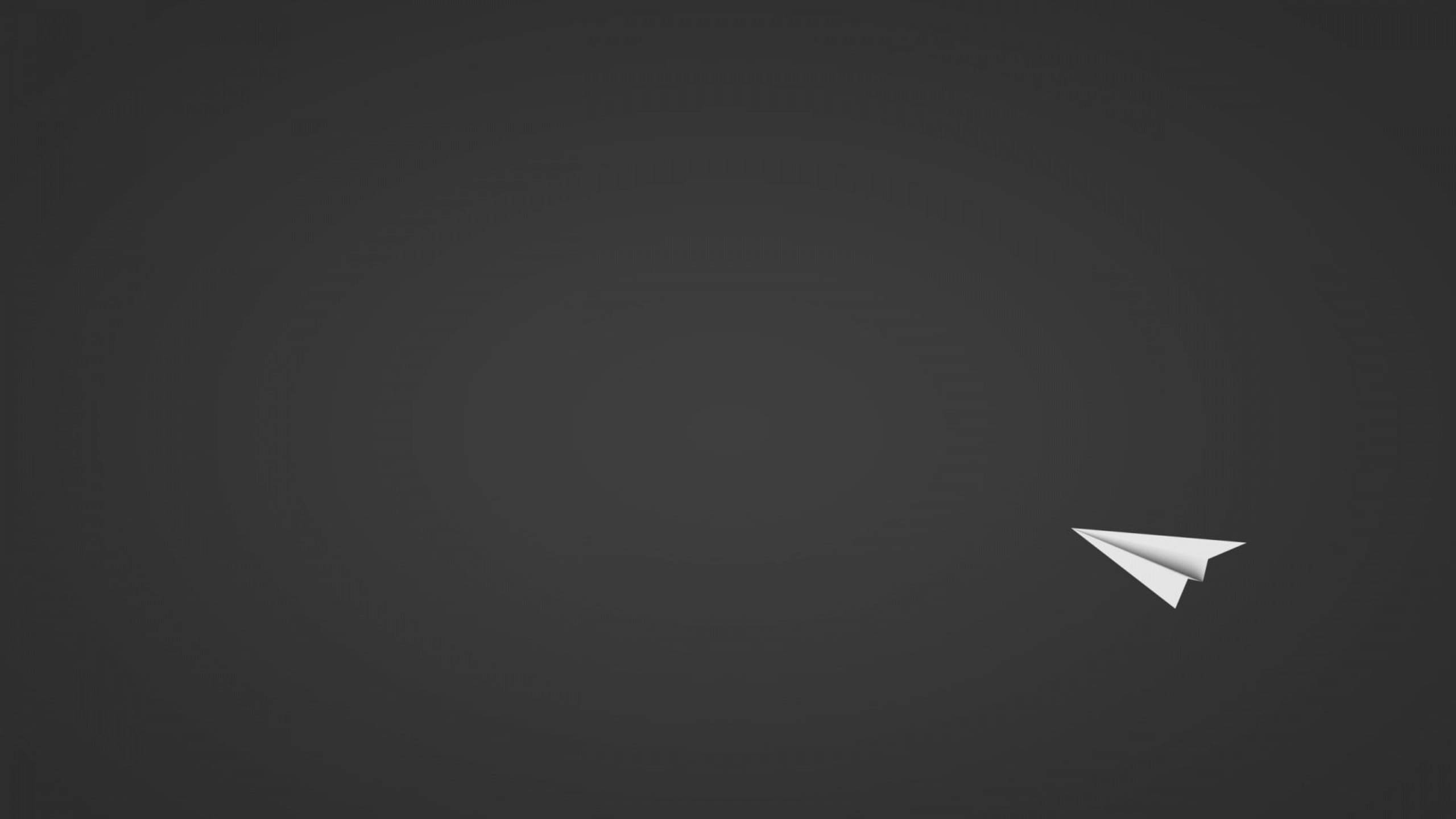 paper airplane, dark gray gradient, concentric circles, 2K Desktop Wallpaper