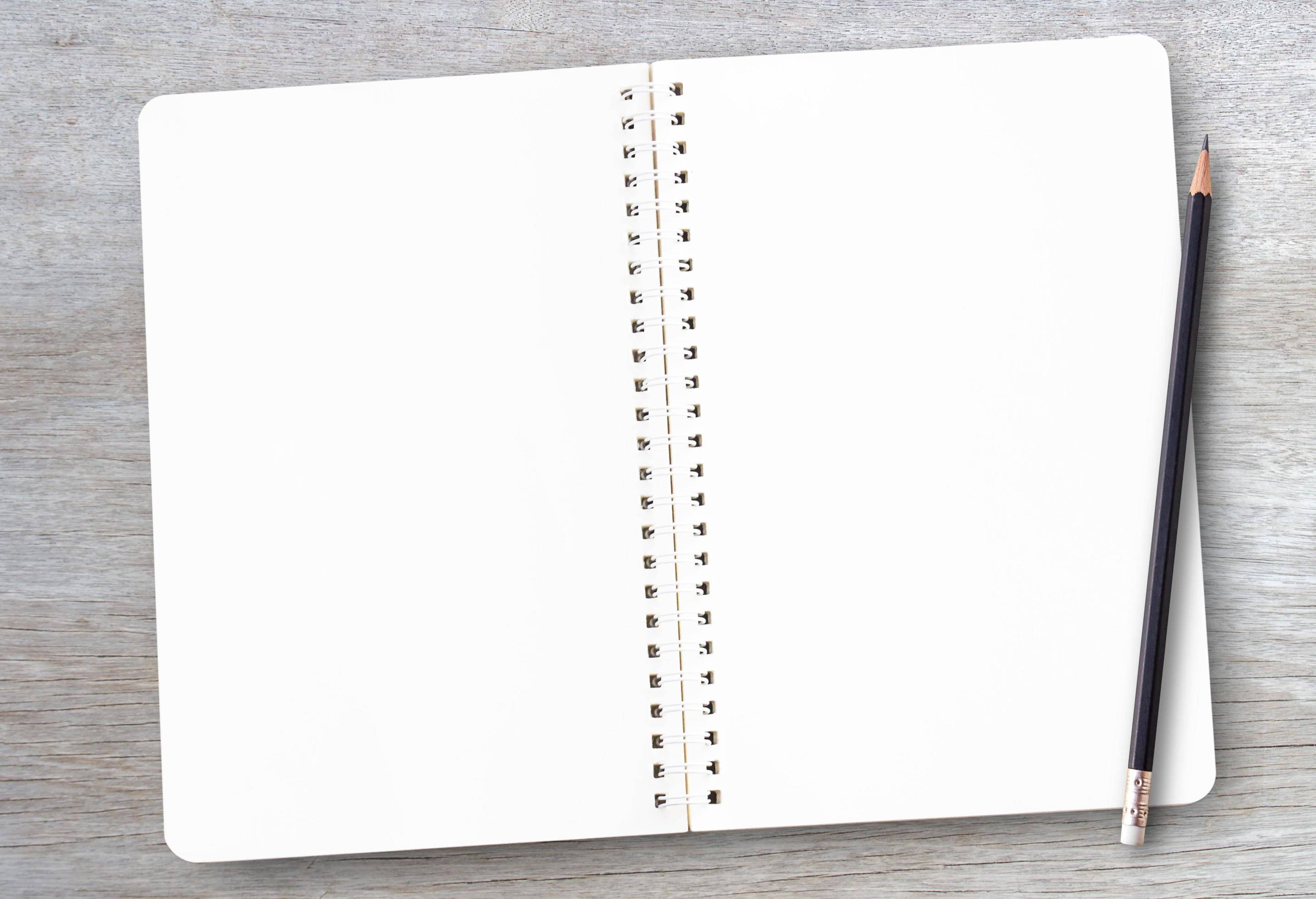 blank page, white notepad, spiral notebook, 2K Desktop Wallpaper