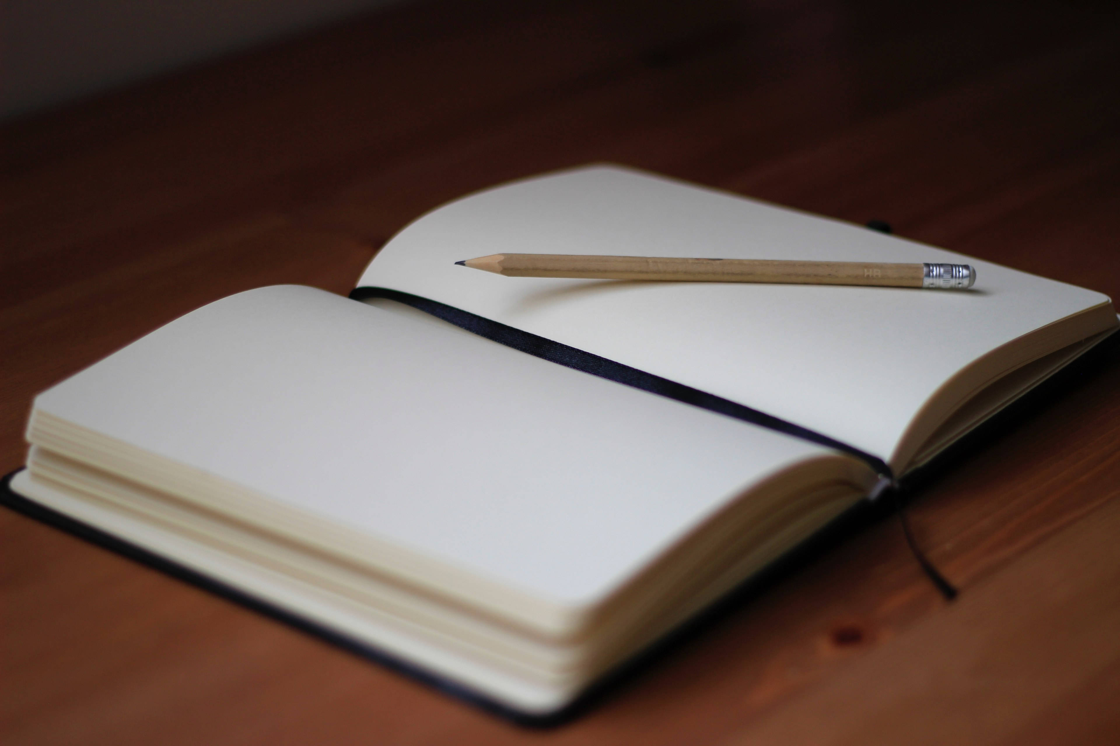 thick notebook, pencil, wooden pencil, 4K Desktop Wallpaper