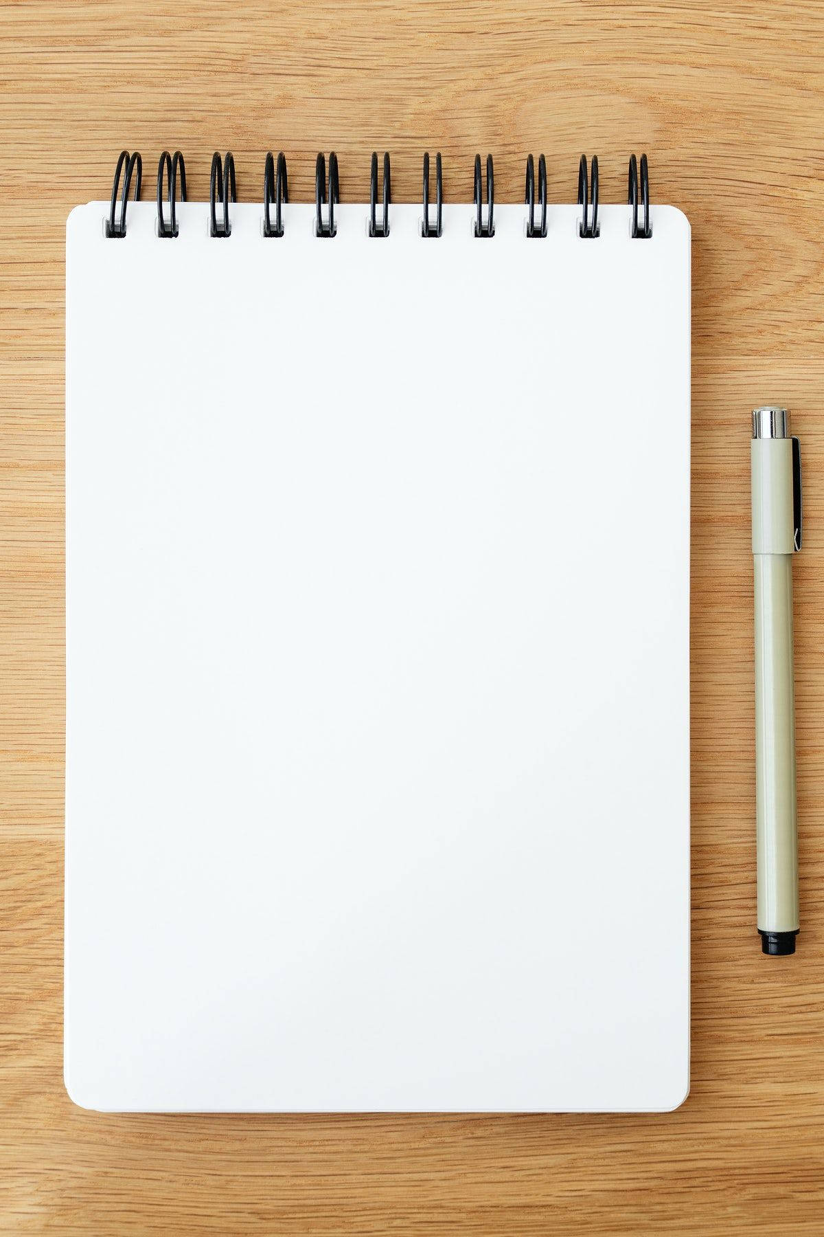 blank page tickler, spiral notebook, beige pen, HD Phone Wallpaper