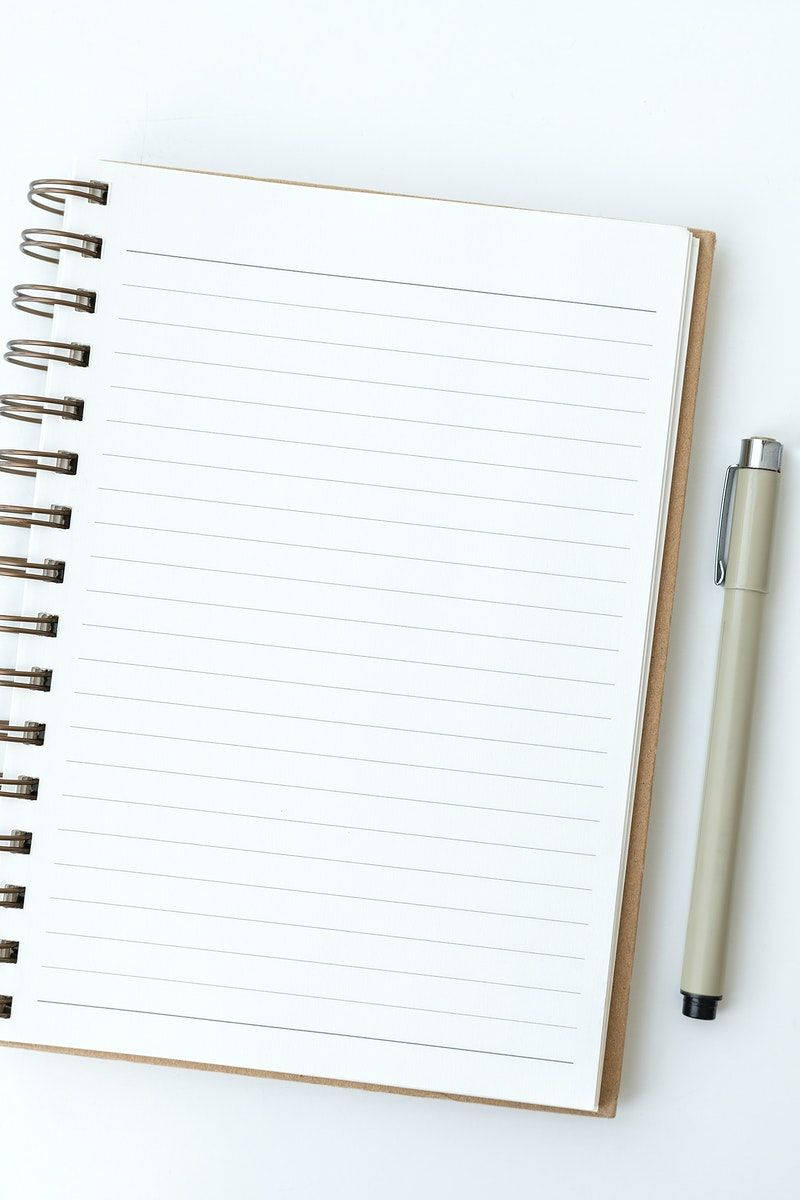blank page notebook, ballpen, white spiral notebook, SD Phone Wallpaper