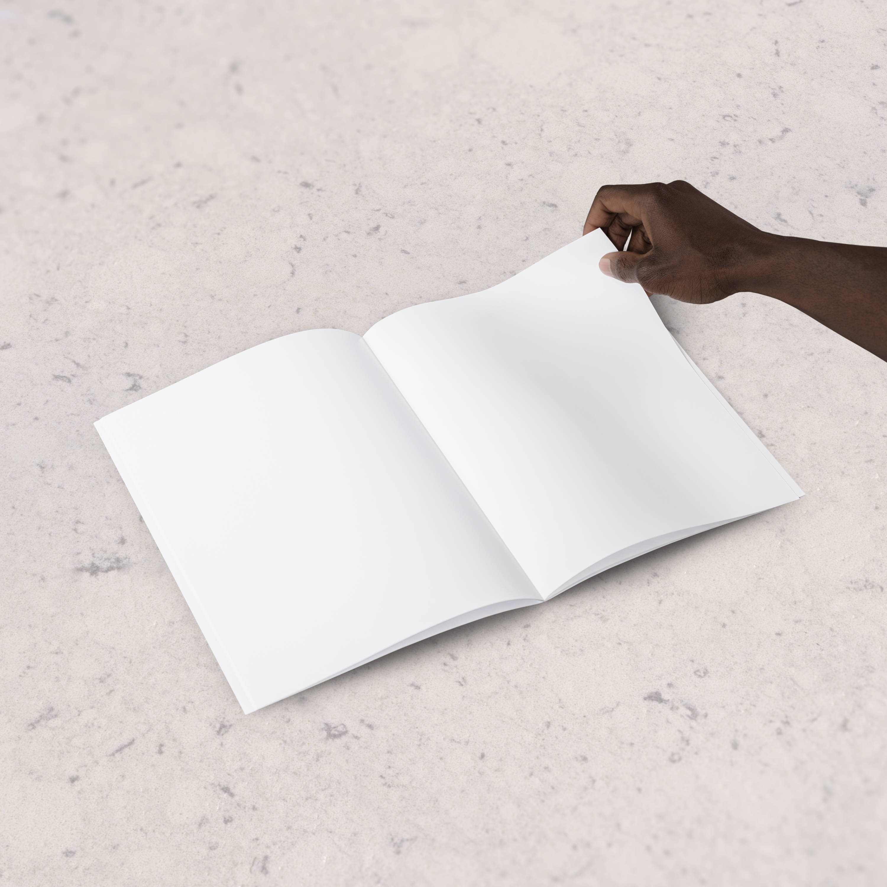 blank white pages, white book, speckled gray surface, 2K Desktop Wallpaper