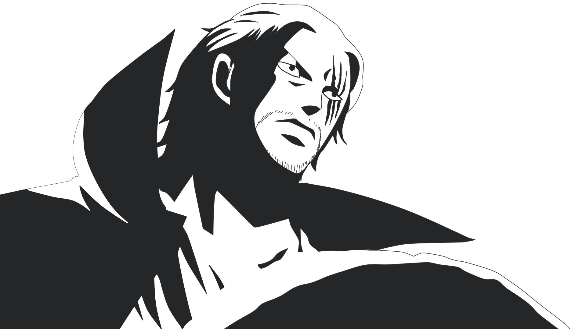 Blank And White Shanks, black and white, anime-style, Full HD Desktop Wallpaper